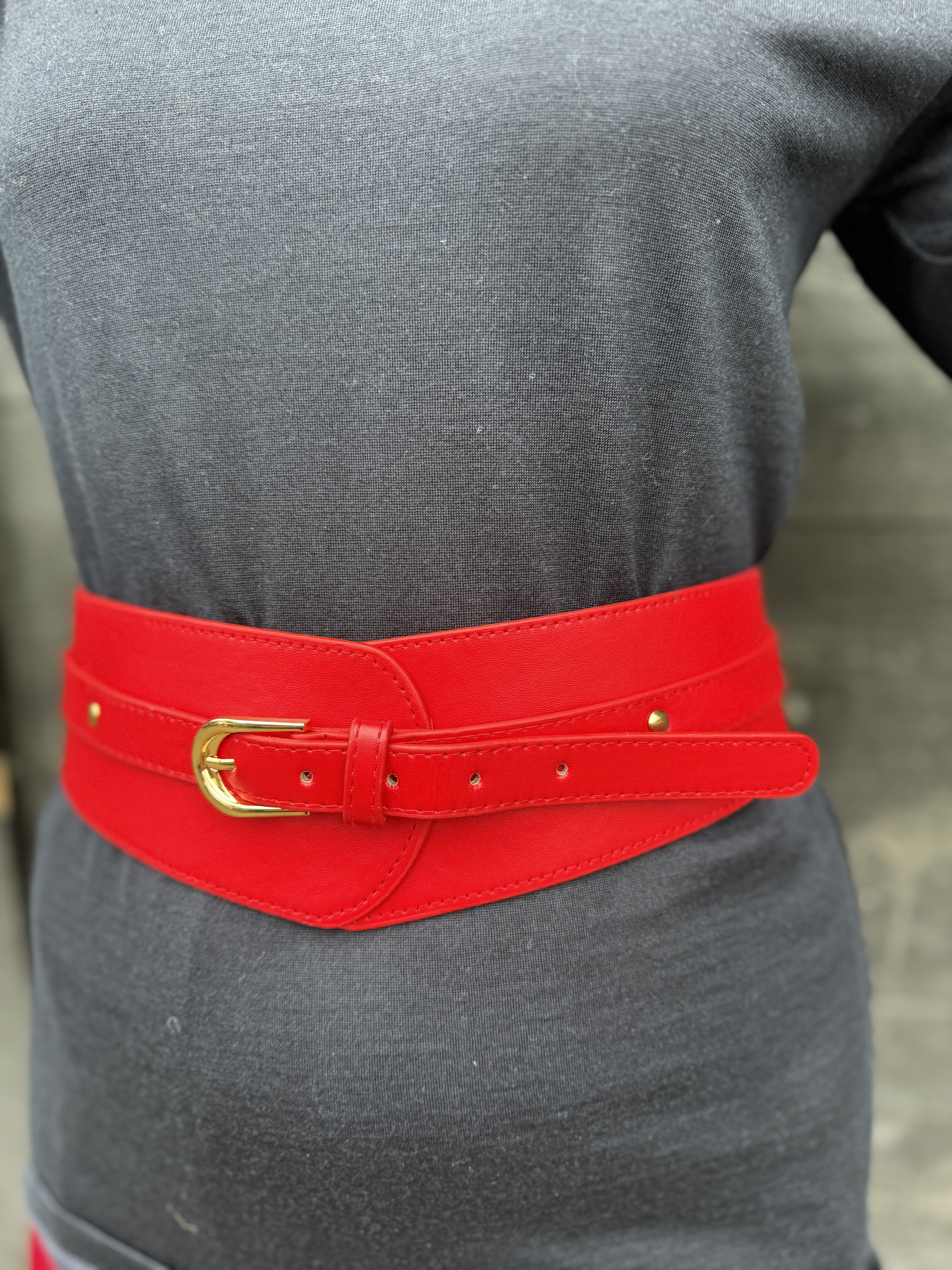 Fashionable Wide Waist Belt for Women - Adjustable Red Corset Belt for Tummy Control & Waist Training - Perfect for Dresses, Outfits & Body Shaping