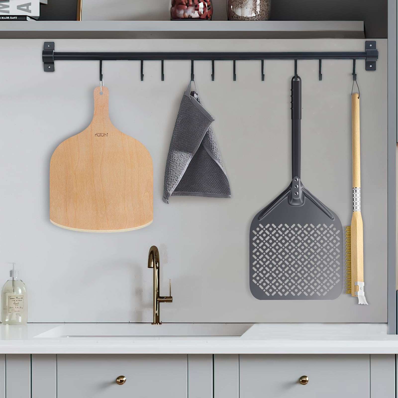 2 Pack 12 Inch Wooden Pizza Peel Set - Large Pizza Paddle for Oven, Stone, Grill & Baking Bread | Perfect for Home Kitchen, Outdoor BBQ & Restaurant Use