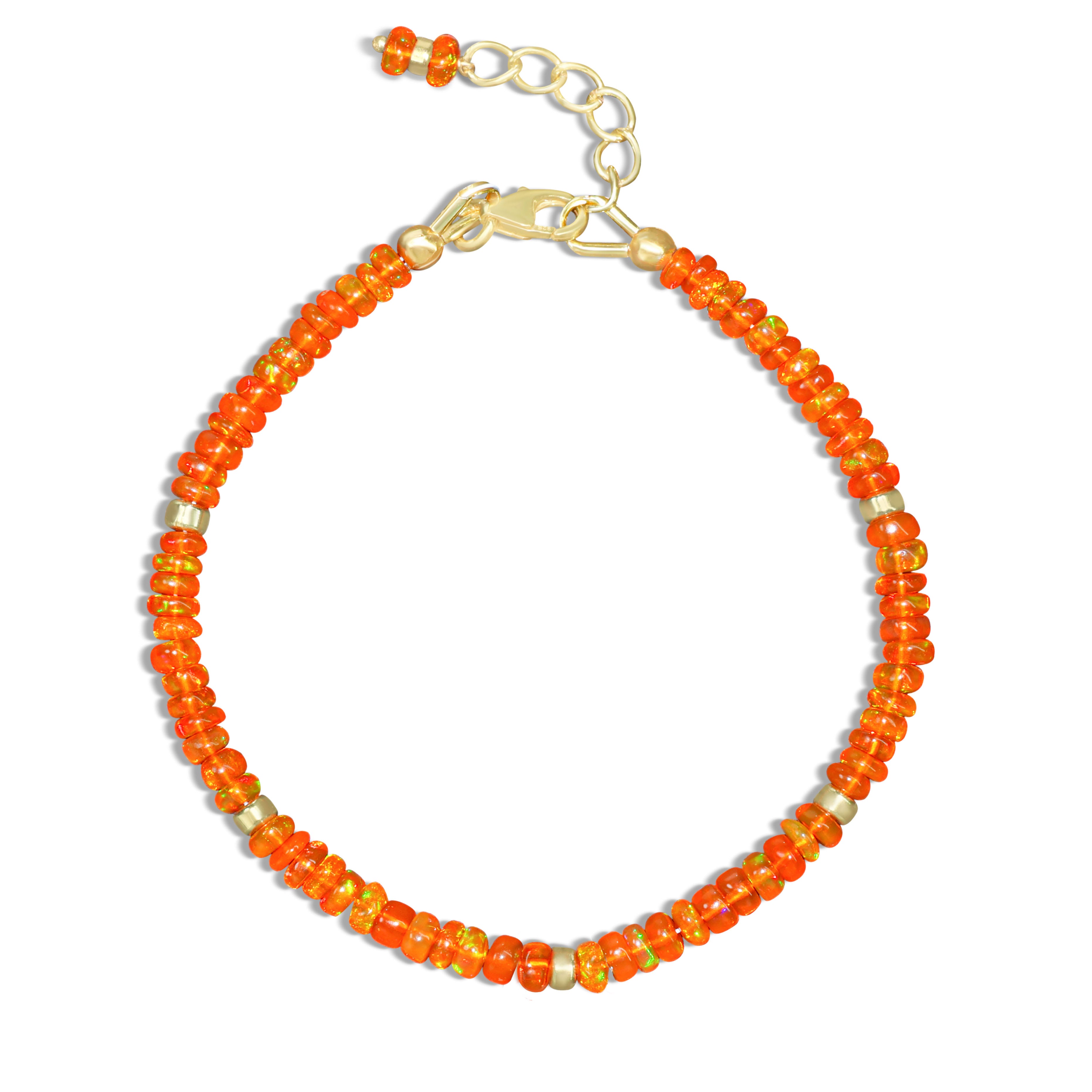 Natural Orange Opal Beaded Bracelet with Rondelle Spacer Beads - Handmade Boho Jewelry for Women, Perfect for Casual Wear, Parties & Gifting