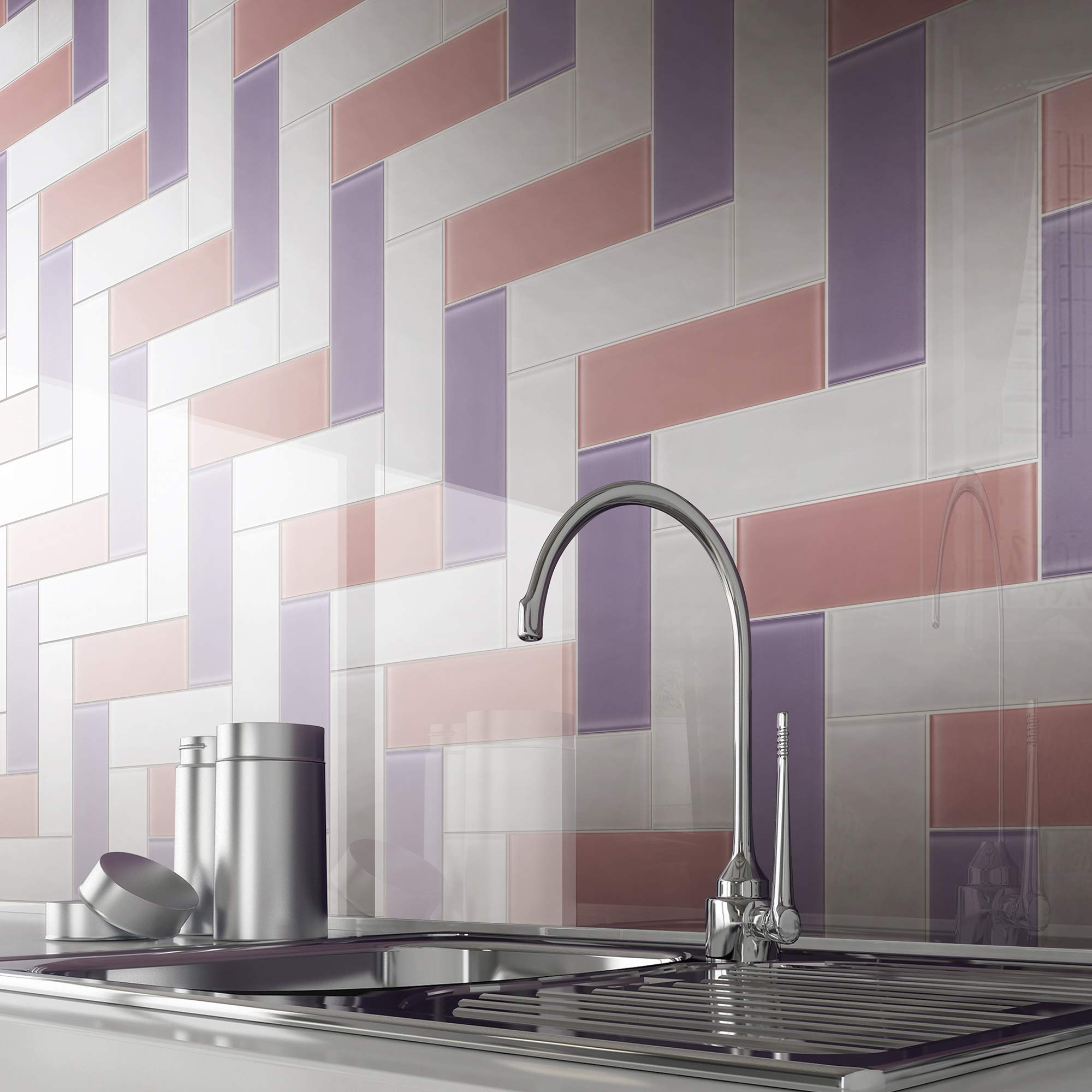 TCSBG-13 4x12 Purple Glass Subway Tile - Premium Kitchen & Bathroom Backsplash Wall Tile (30pcs=10sqft) - Perfect for Modern Home Renovation, Shower Surrounds, and Accent Walls