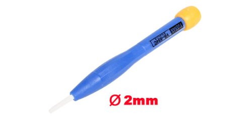uxcell 2mm Slotted Screwdriver with Plastic Handle & Core Aligner - Blue | Precision Tool for Electronics, Watches, and Small Device Repair