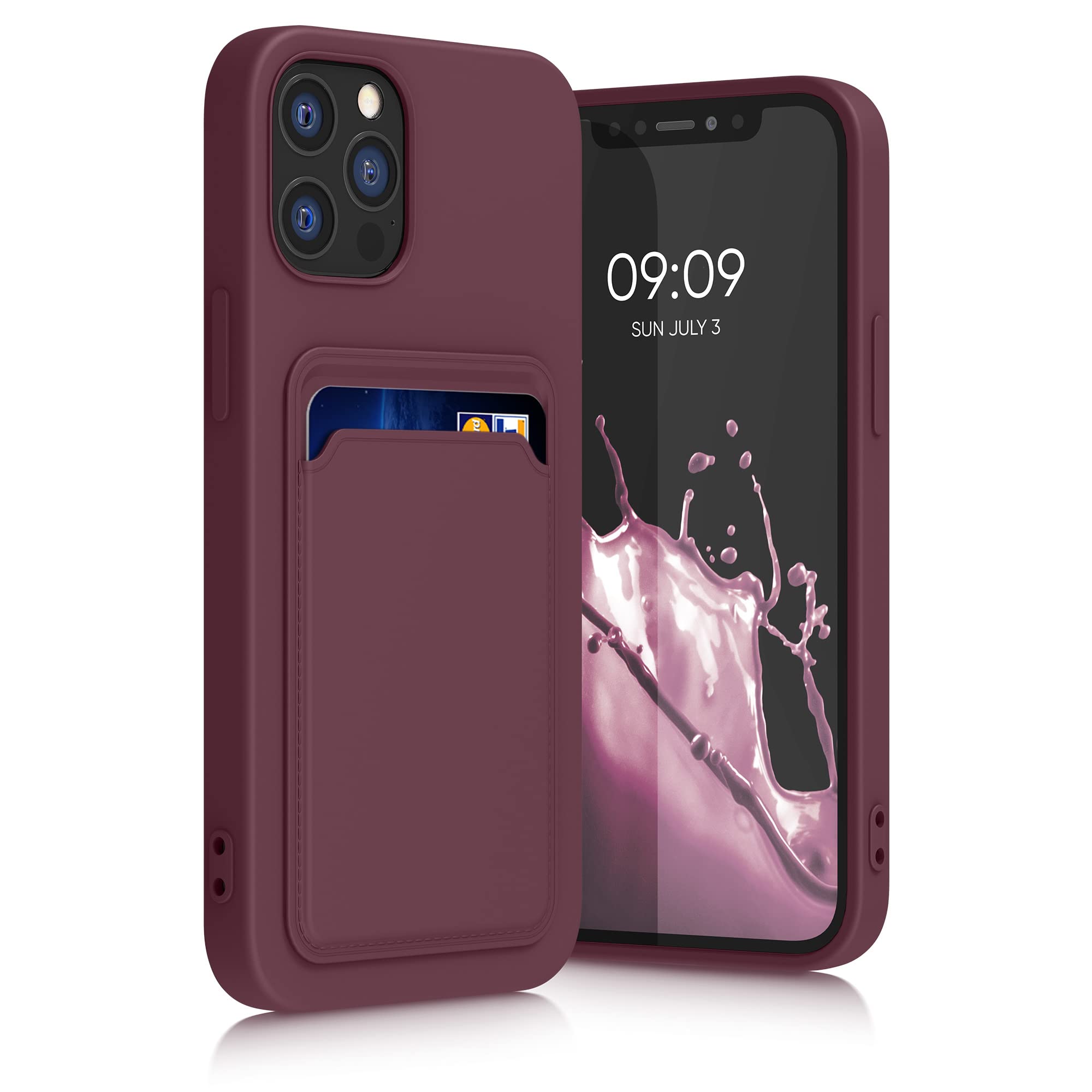 kwmobile Shockproof TPU Phone Case Compatible with Apple iPhone 12 & iPhone 12 Pro - Slim Protective Cover with Credit Card Holder (Tawny Red) - Perfect for Everyday Use, Travel & Outdoor Activities