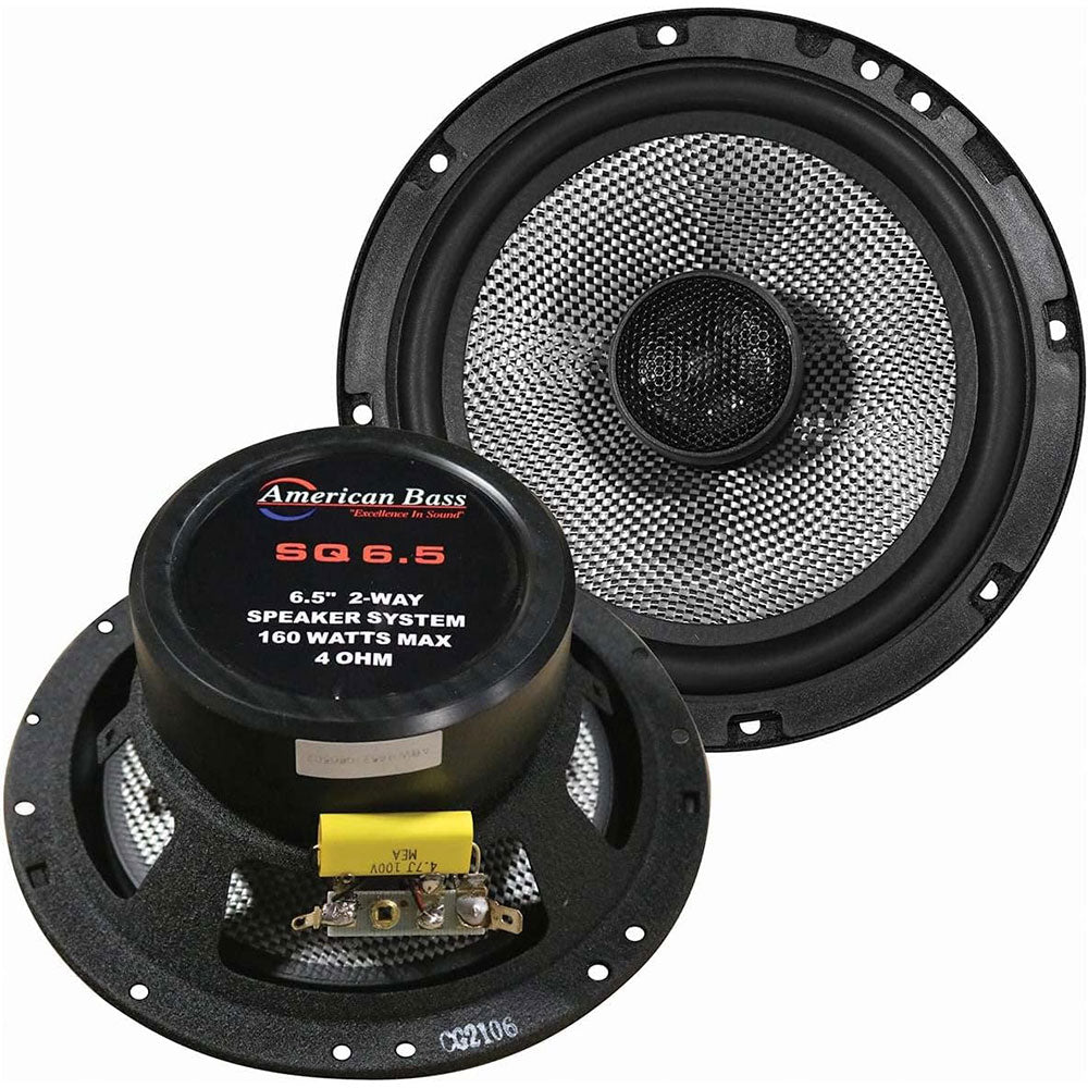 American Bass SQ6.5 160W 6.5 Inch 2-Way Coaxial Car Speakers - Premium Sound for Trucks, SUVs & Custom Car Audio Systems