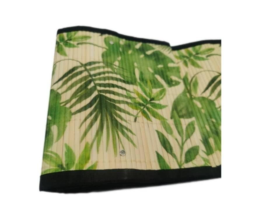 Foldable Bamboo Lamp Shade - Japanese Style Chandelier with Green Plants & Turtle Leaf Pattern - Light Cover for Floor & Table Lamps - Perfect for Living Room, Bedroom, and Office Decor