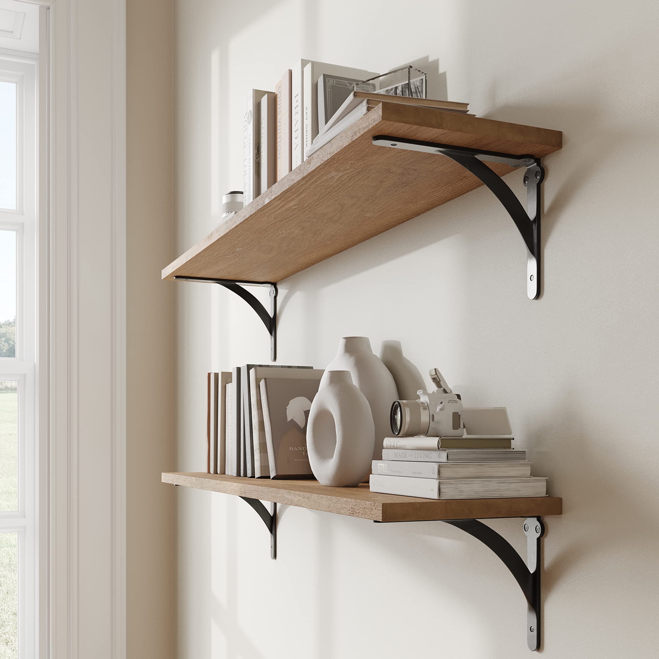 Decorative Cast Iron Shelf Bracket with Screws - RCH Hardware 7901AN - Rustic Home Decor for Bookshelves, Floating Shelves & Wall Storage