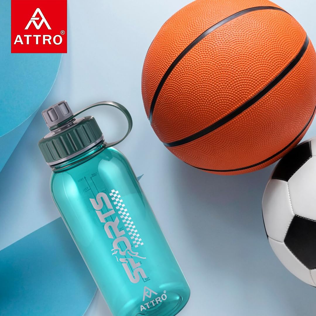 Attro Ranger Gym 1630ml (55oz) BPA-Free Water Bottle with Non-Slip Grip Handle & Measurement Markings - Leak Proof, Ideal for Workouts, Hiking & Daily Hydration - Green