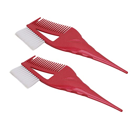 Professional Double-Sided Hair Dye Brush Set - 2Pcs Red DIY Hair Coloring Applicator for Salon & Home Use | Perfect for Highlights, Roots, and All-Over Color Application