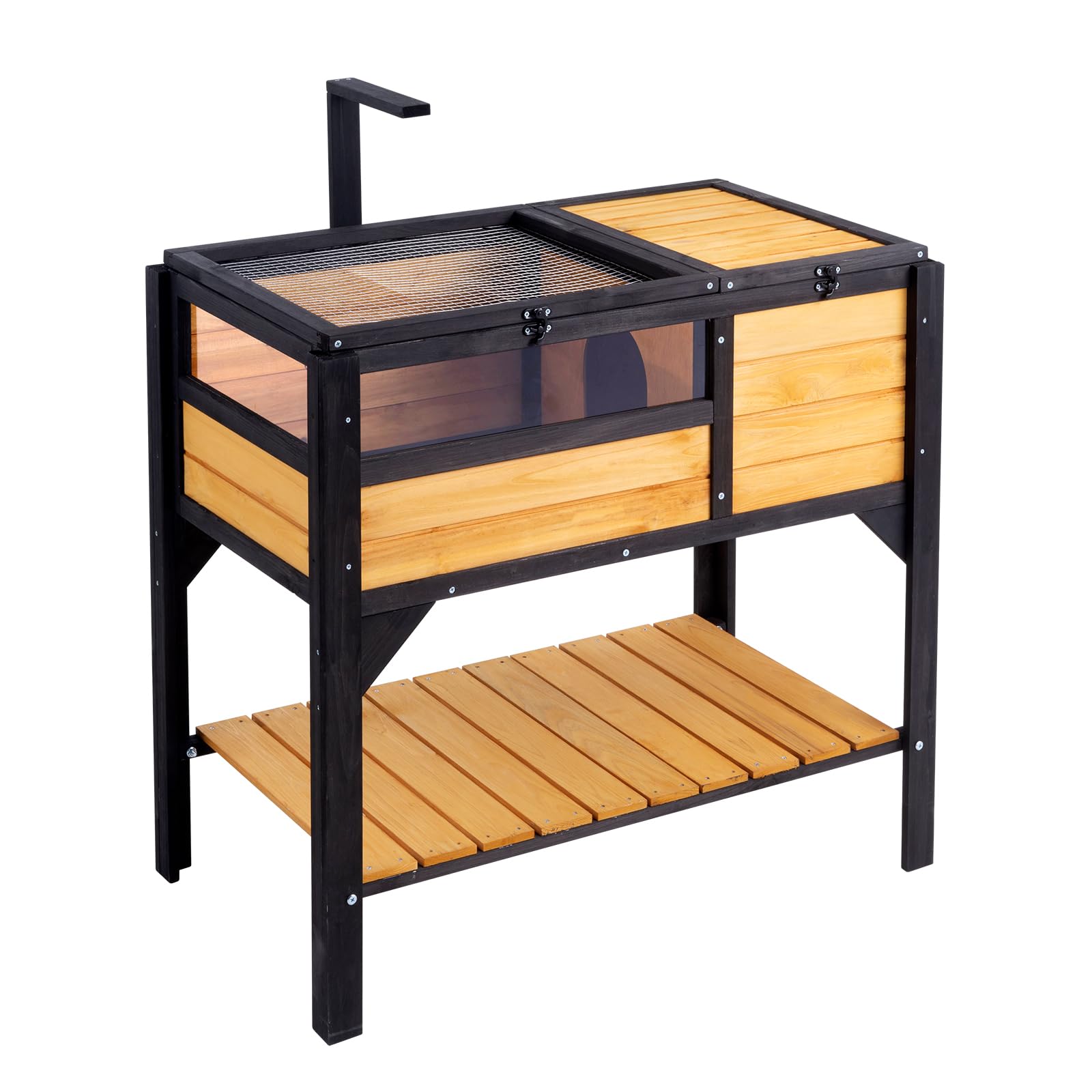 VEVOR Cedar Wooden Tortoise Habitat - Indoor & Outdoor Reptile Enclosure with Light Stand & Legs for Geckos, Lizards, Snakes | Durable Small Animal Cage for Pet Turtles & Tortoises - Perfect for Backyard Gardens, Terrariums & Reptile Shelters