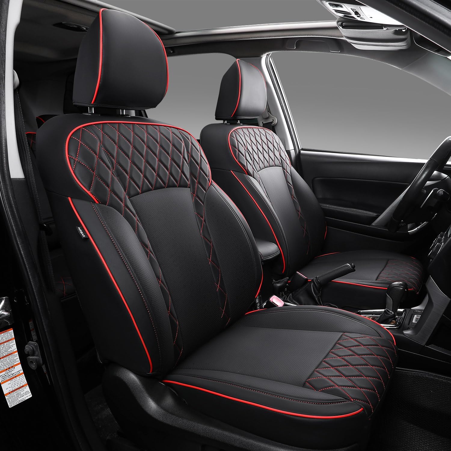 Premium Leather Seat Covers for 2014-2018 Subaru Forester - Custom Fit Car Seat Protectors (Black & Red) | Durable & Stylish Interior Upgrade for Road Trips & Daily Commute