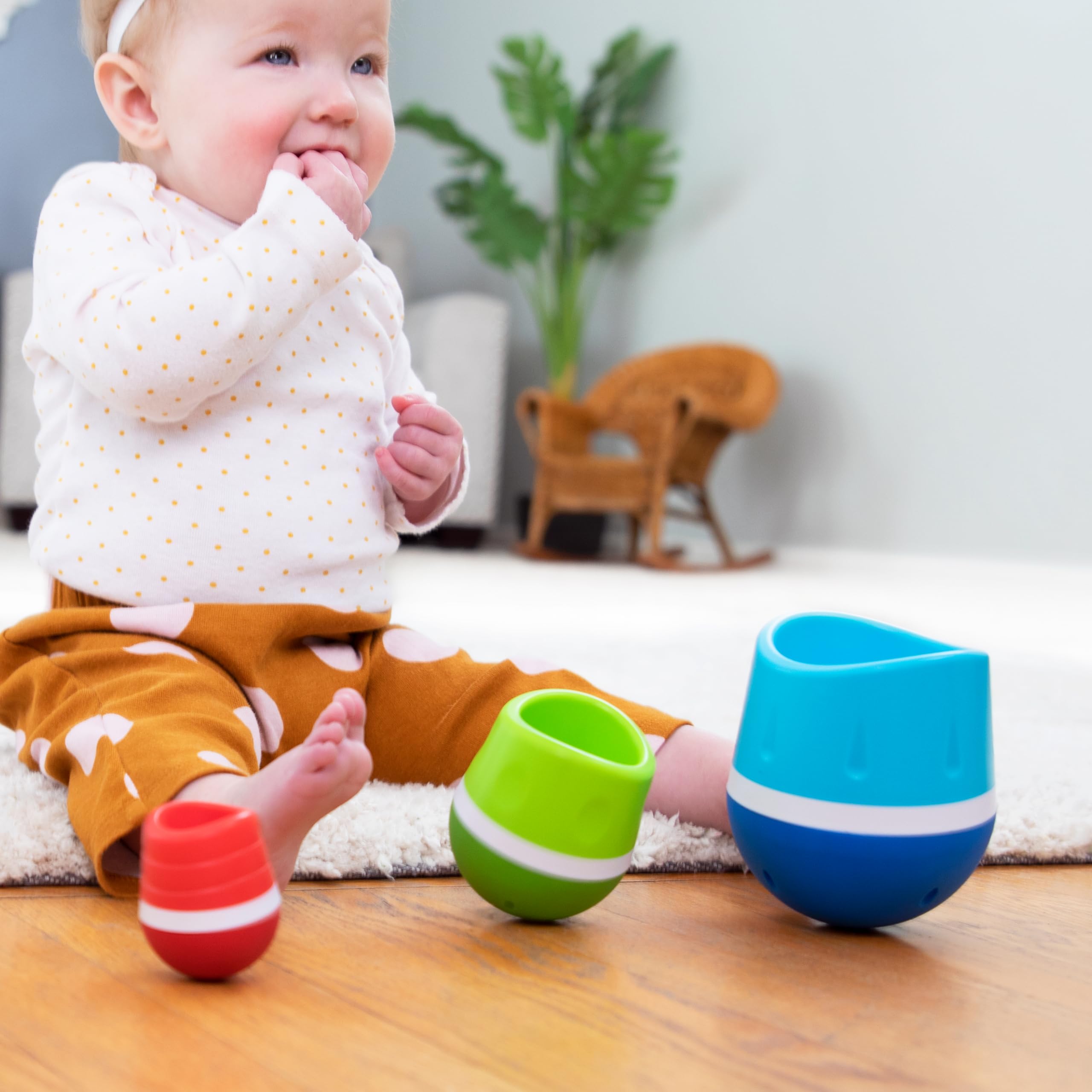 TumbleRoos Wobble Stacking Toy for Babies & Toddlers - Fine Motor Skills Development Play