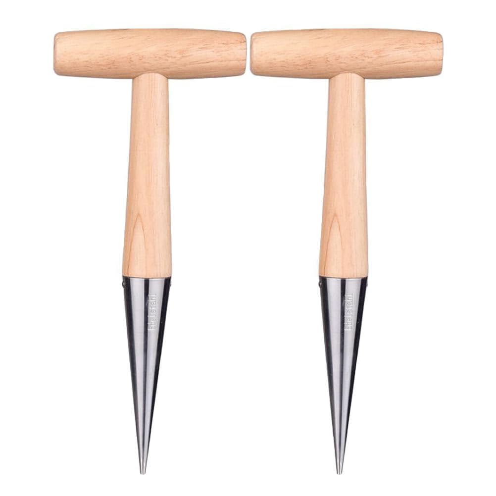 2 Pack Wooden Hand Gardening Tools Set - Stainless Steel Planting Digger & Soil Puncher for Bulbs, Flowers, and Plants | Perfect for Home Garden, Landscaping, and Outdoor Planting