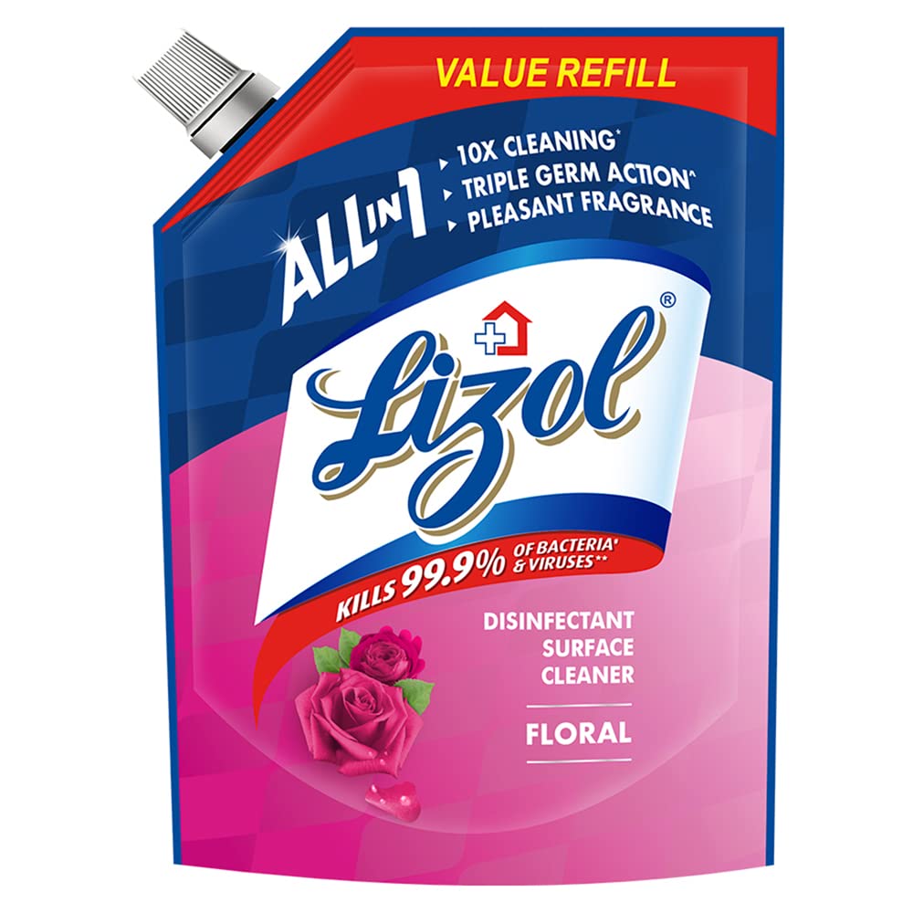 Lizol 1800ml Floral Disinfectant Surface & Floor Cleaner Liquid Refill Pack - Kills 99.9% Germs | All-Purpose Floor Cleaner for Tile, Wood & Marble | Ideal for Homes, Offices & Hospitals | India's #1 Trusted Floor Disinfectant