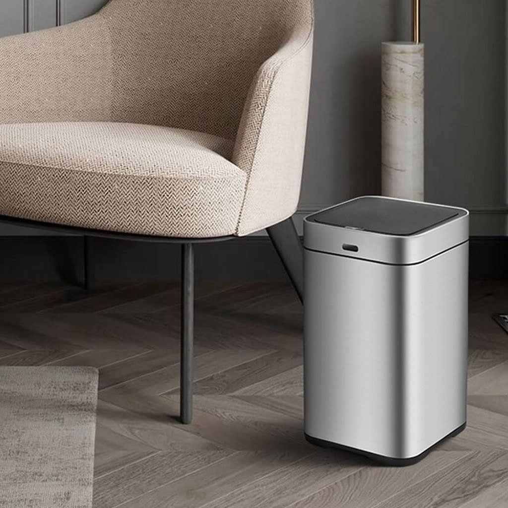 Automatic Sensor Trash Can - 10L Stainless Steel Smart Garbage Bin with Rechargeable Battery for Kitchen, Living Room & Bathroom - Hands-Free Motion Sensor Waste Basket for Home & Office Use