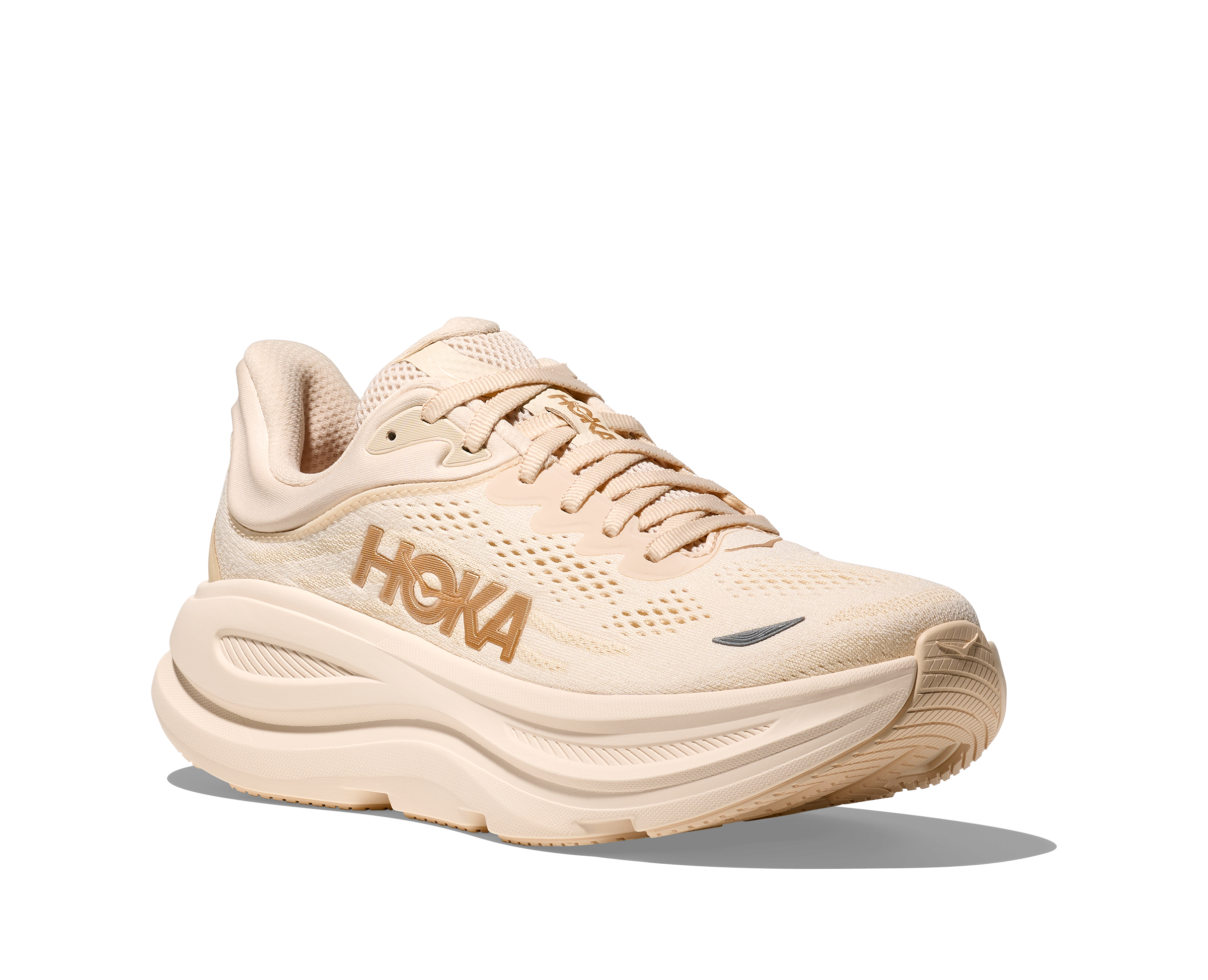 Hoka Women's Bondi 9 WIDE Running Shoes - Vanilla/Birch Color | Cushioned Comfort for Road Running, Walking & Everyday Wear