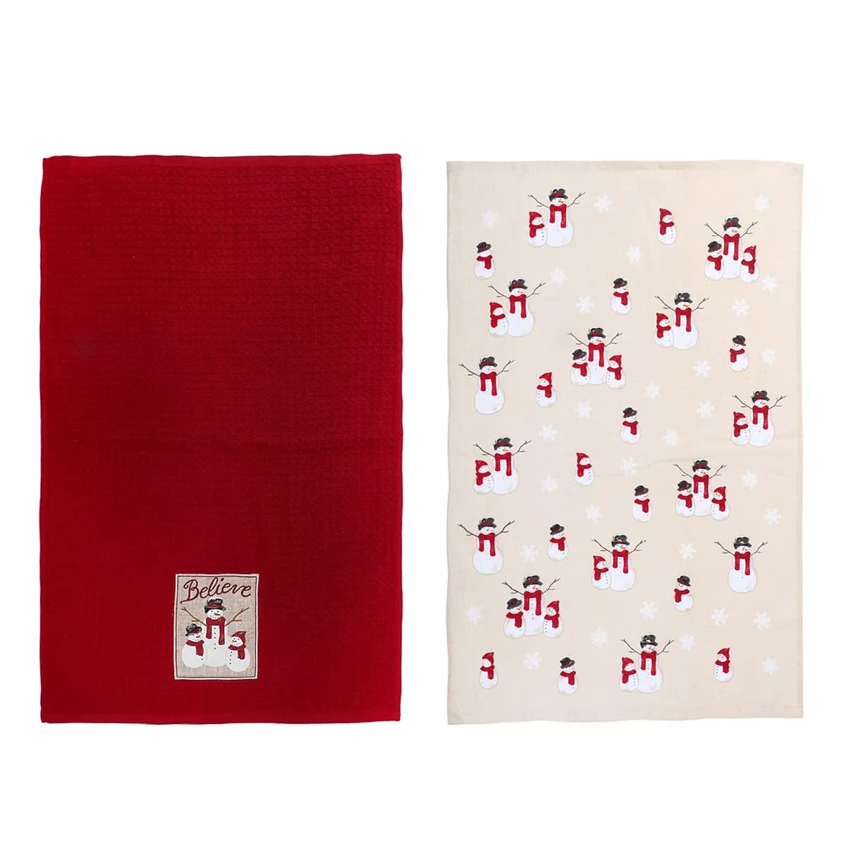 Christmas Snowman Kitchen Dish Towels - 2 Pack Set for Holiday Decor, Cooking & Gift Giving - Festive Cotton Kitchen Towels for Christmas Decorations & Hostess Gifts