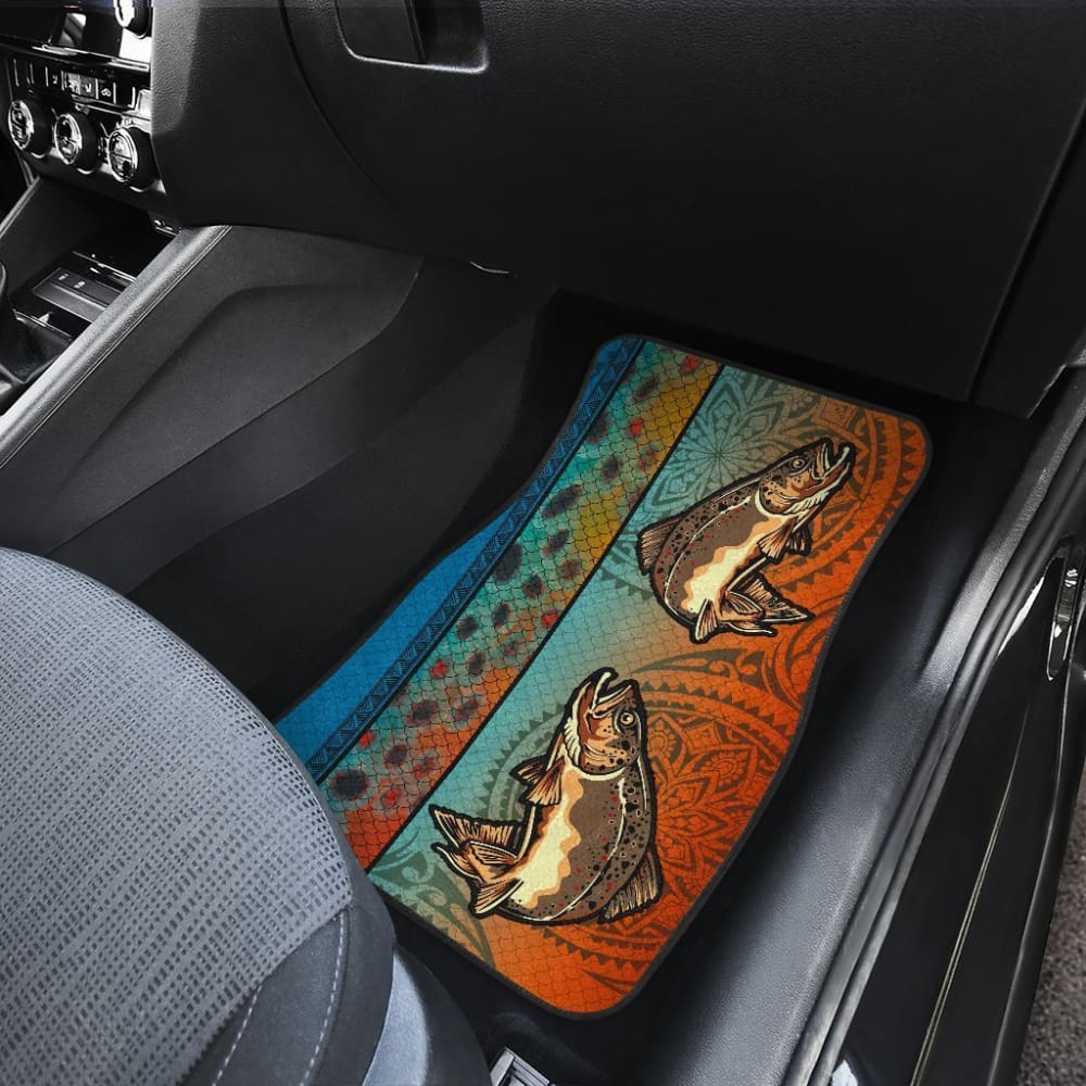 Brown Trout Fish Scale Pattern All-Weather Car Floor Mats for Trucks & SUVs - Non-Slip, Durable Protection for Fishing Enthusiasts | Perfect for Outdoor Adventures & Wet Conditions