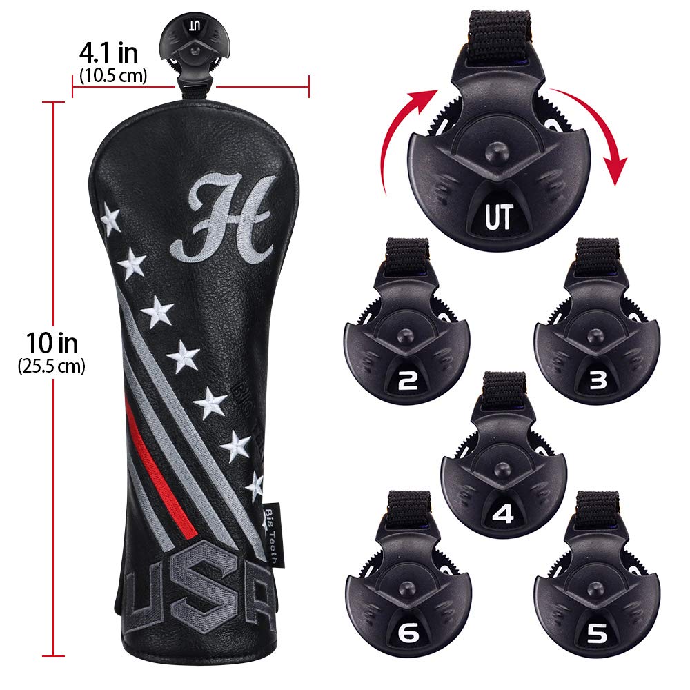 Premium USA Stripe & Star Golf Headcovers Set - Magnetic PU Leather Driver, Fairway Wood, Hybrid, Blade, Mallet Putter & Iron Covers - Durable Club Protector for Men & Women | Perfect for Golf Tournaments, Driving Range & Club Storage