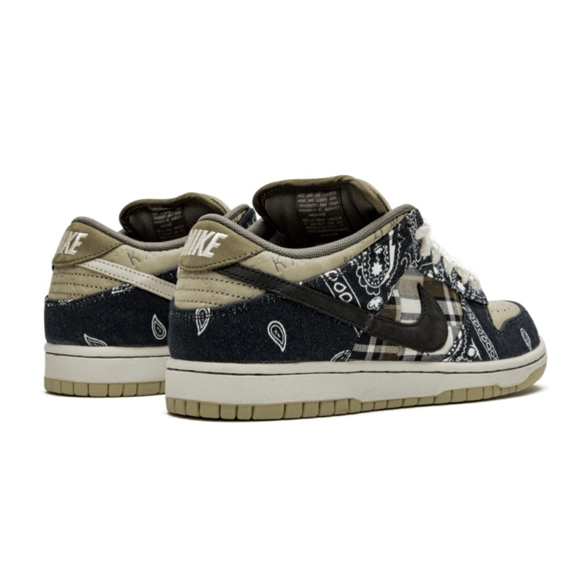 Nike SB Dunk Low Travis Scott 'Paisley' Sneakers - Black/Beige Colorway | Men's Skateboarding Shoes for Streetwear & Casual Outfits