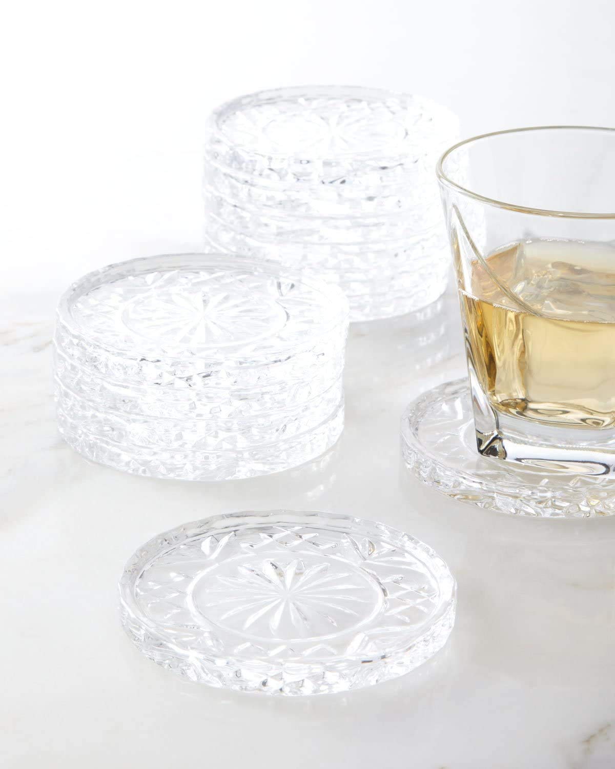 Premium Crystal Coasters Set of 4 - Elegant Drink Coasters for Wine Glasses & Cocktails - Perfect for Home Bar, Dinner Parties & Wedding Gifts