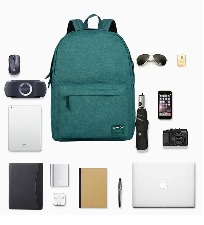 SUPACOOL Lightweight Laptop Backpack for Men & Women - College Backpack with USB Charging Port (Green) - Perfect for Work, School & Travel