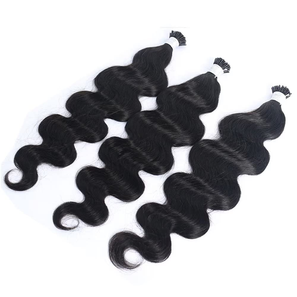 Brazilian 100% Real Human Hair Extensions - Body Wave Microlink I-Tips with Keratin Pre-Bonded Stick Tips (100 Strands, 100g, 30