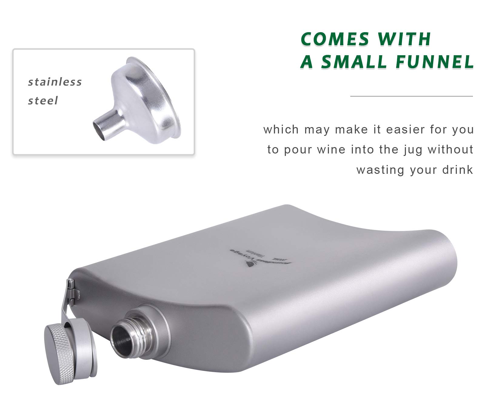Premium Titanium Ultra-Light Hip Flask with Funnel - Portable Camping Whiskey Bottle for Outdoor Adventures, Picnics & Travel Accessories