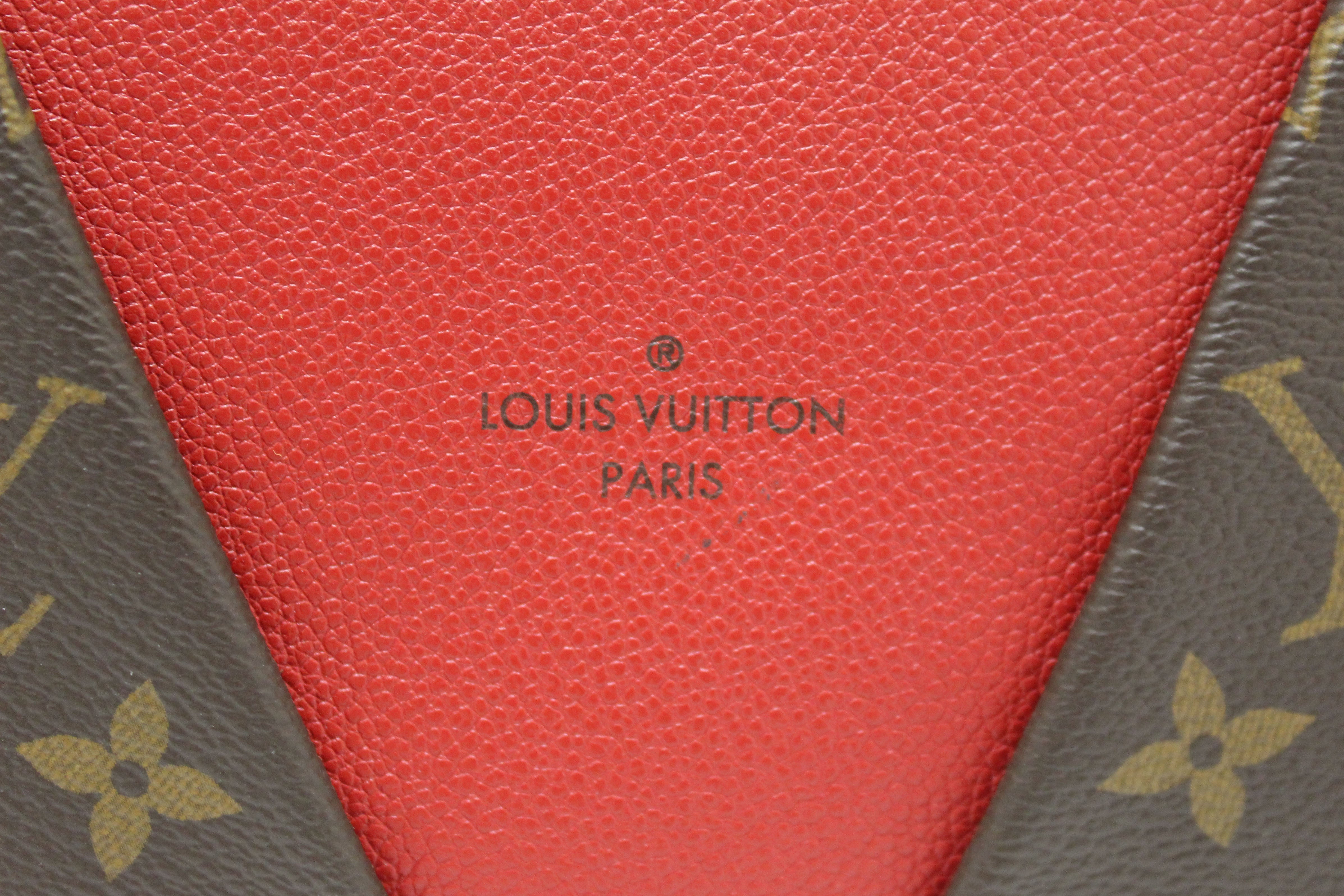 Authentic Louis Vuitton Monogram Canvas Tote Bag with Red Leather Trim - Luxury Designer Handbag for Women, Perfect for Work, Travel & Everyday Use