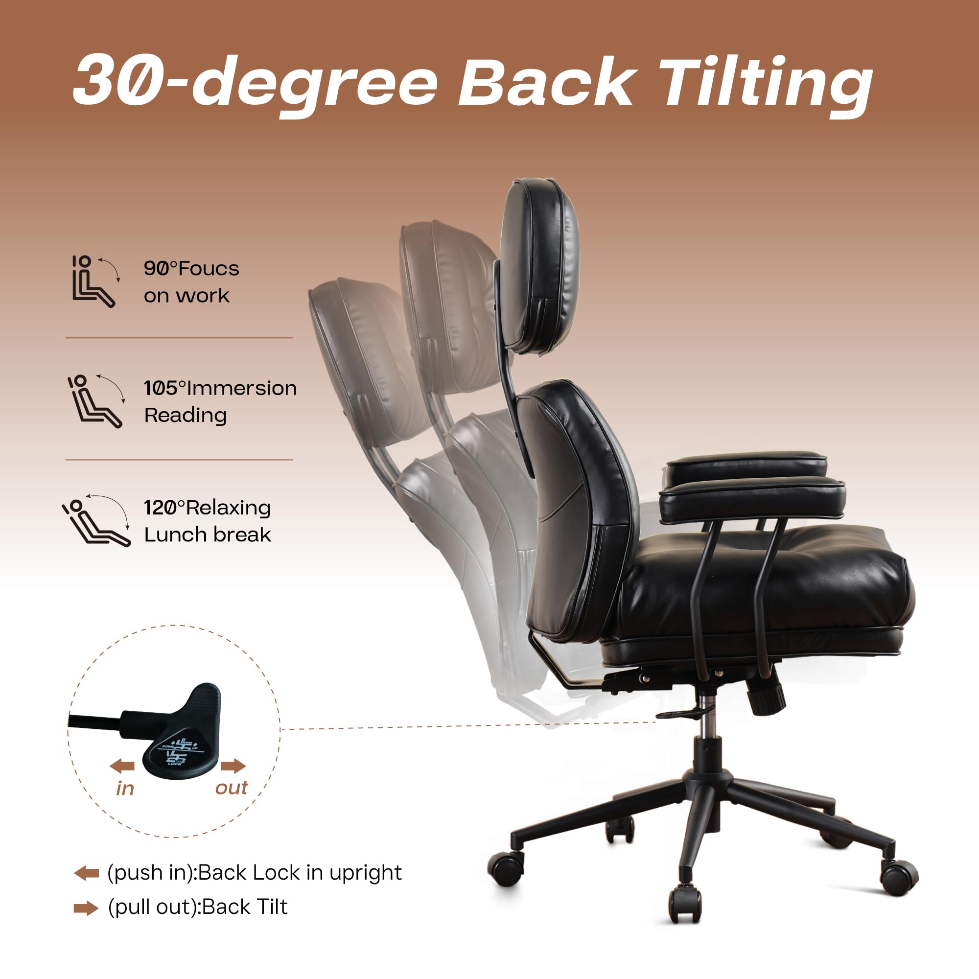 Big and Tall Office Chair for Heavy People - 300LBS Weight Capacity PU Leather Executive Chair with Lumbar Support, High Back Ergonomic Computer Desk Chair for Home & Office (Black) - Perfect for Managers, Long Work Hours & Gaming Sessions