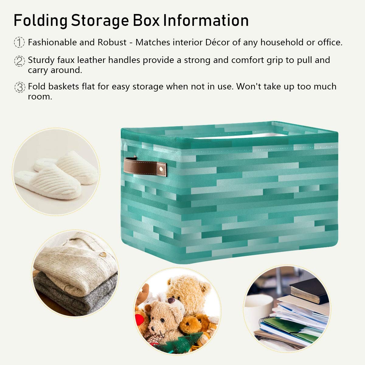 Teal Wooden Storage Basket - Closet & Shelf Organizer Bin for Home & Office Organization | Perfect for Bedroom, Bathroom, and Kids Room Storage