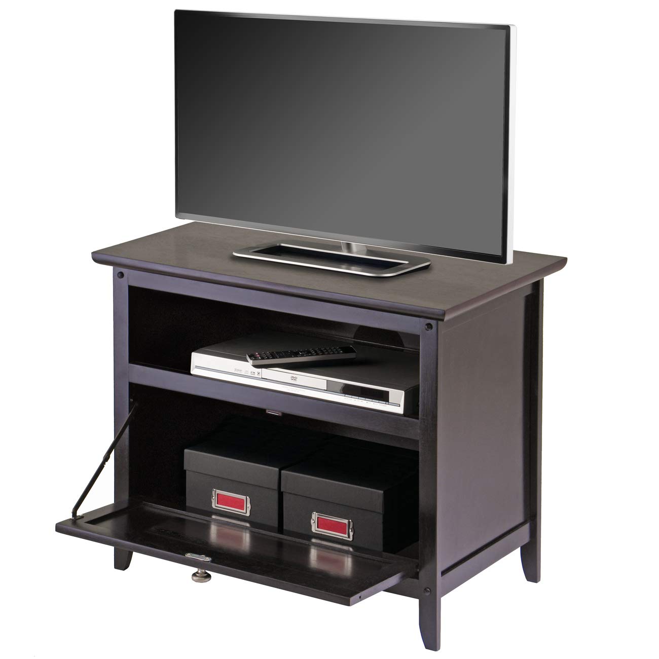 Winsome Wood Zara TV Stand for Living Room - Espresso Brown Media Console with Storage Shelves for Entertainment Center, TV Stand Furniture - Perfect for Home Theater, Living Room, and Family Room Setup