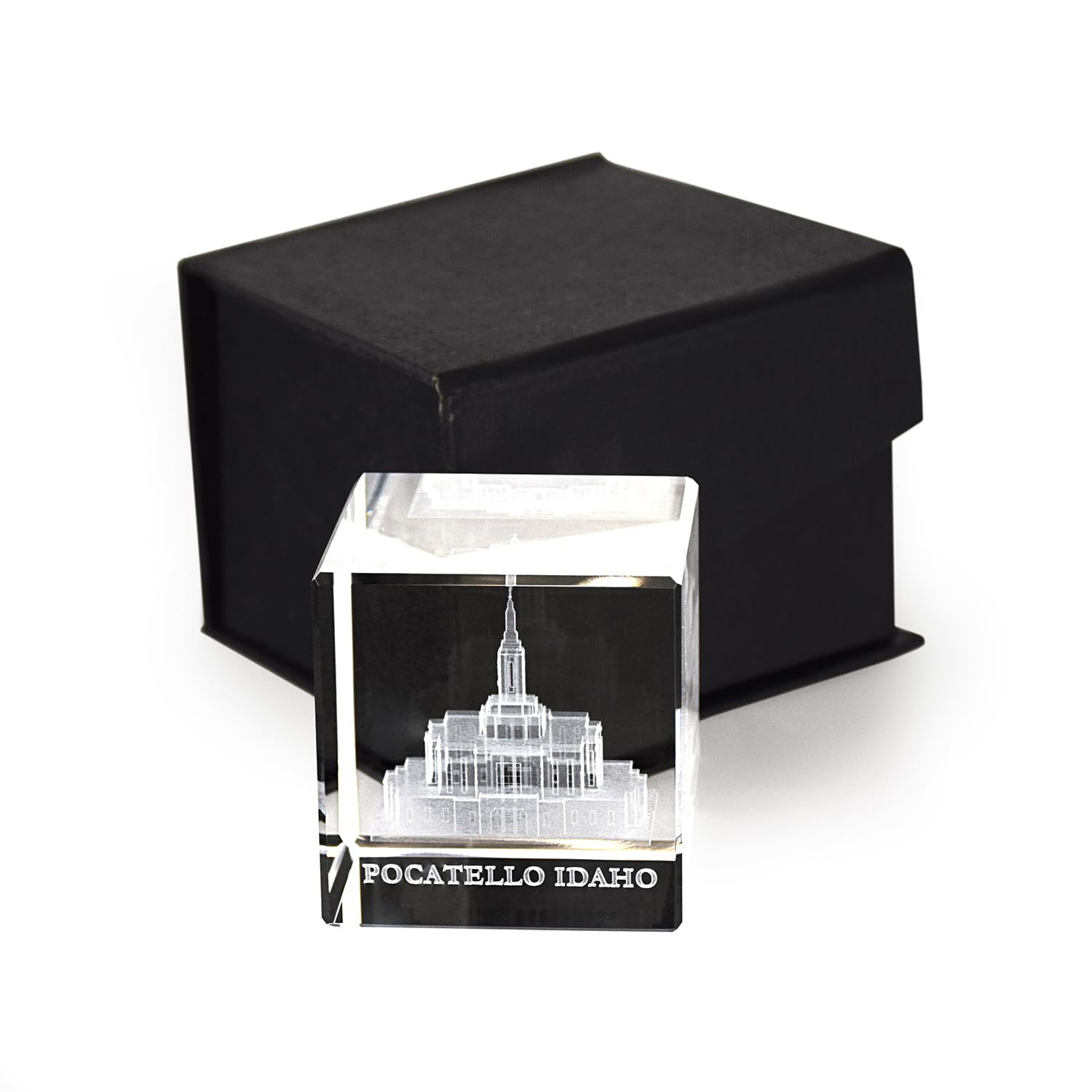Lifebeats Crystal Cube Desk Decor by Ringmasters | Elegant LDS Temple Paperweight for Office & Home | Christian Gift & Spiritual Decor (Pocatello Idaho) - Perfect for Meditation Spaces, Work Desks & Religious Home Decor