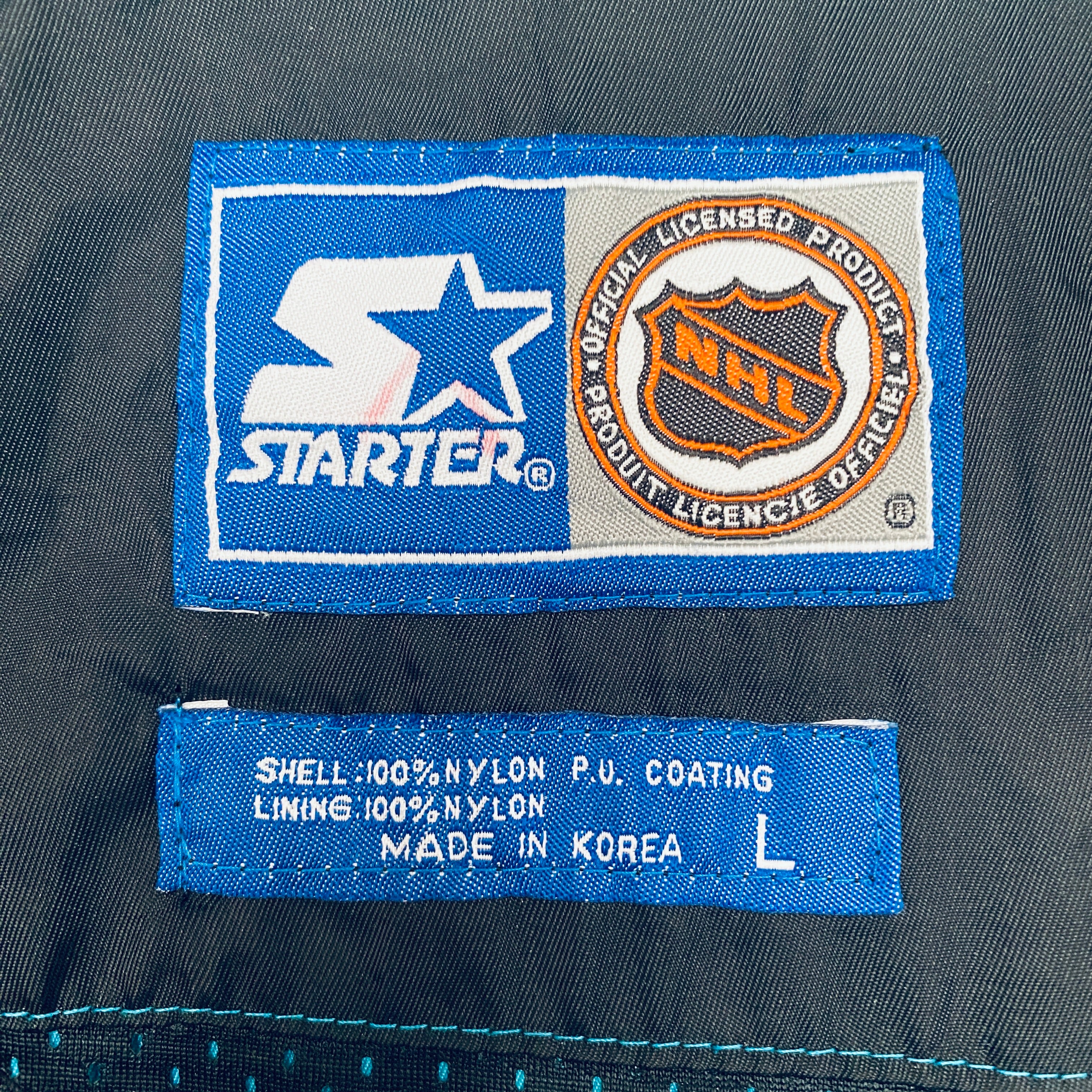 San Jose Sharks 1993 Satin Full-Zip Lightweight Starter Jacket - Men's Large/XL - Vintage NHL Hockey Fan Apparel for Game Day & Casual Wear