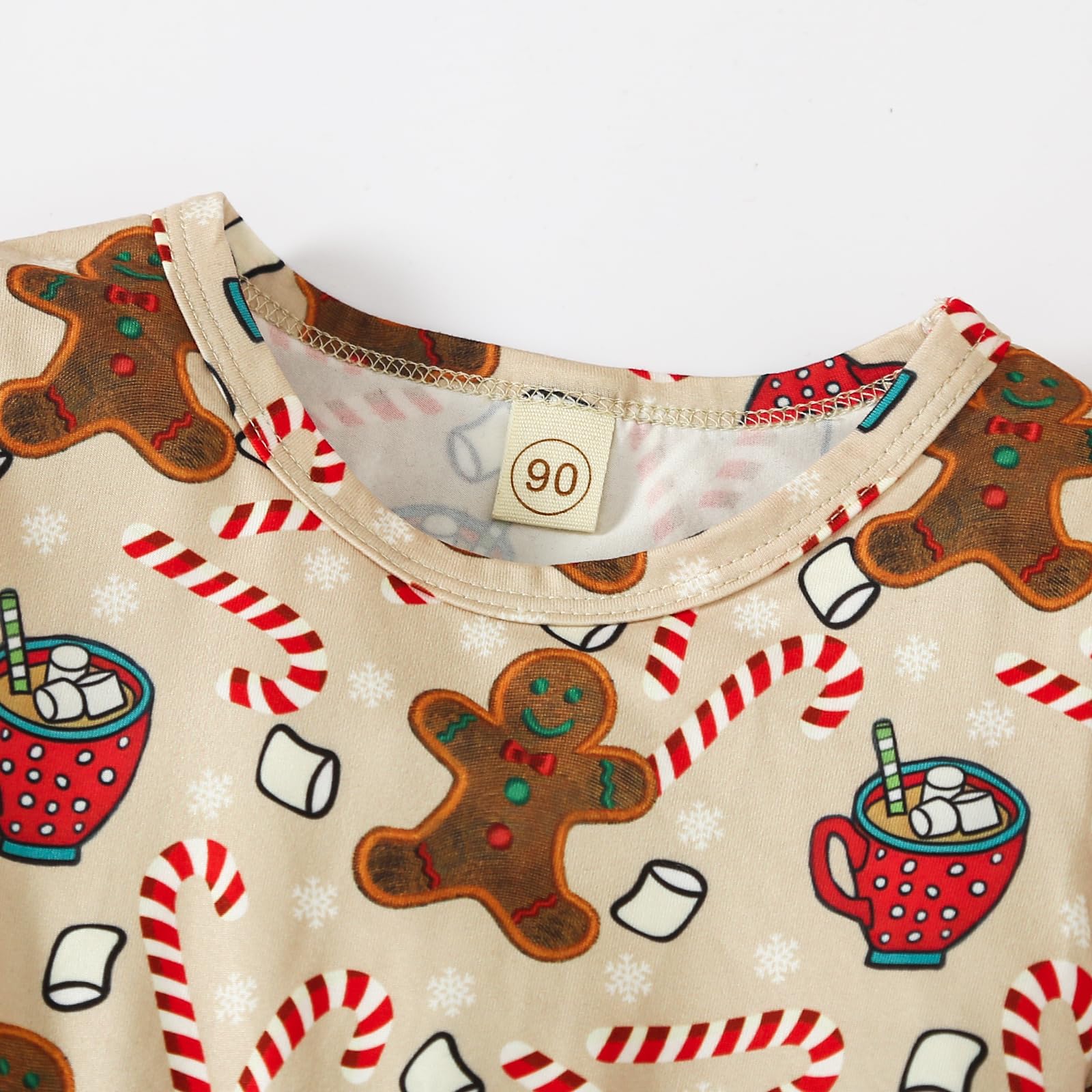 Gingerbread Man Christmas Dress for Toddler Girls - Flared Sleeve Ruffled Holiday Dress with Candy Cane Print | Perfect for Xmas Parties, Family Photos & Holiday Events