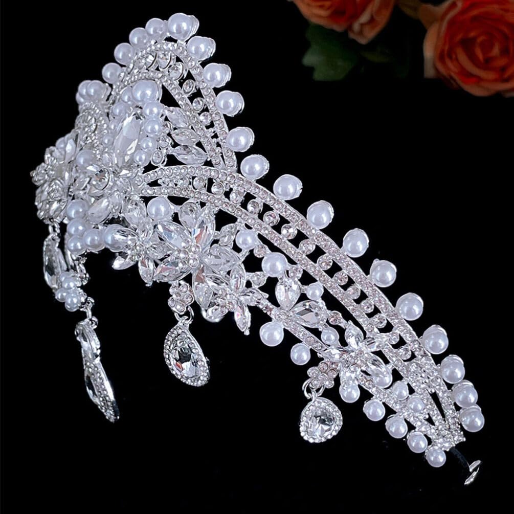FOMIYES Pearl Rhinestone Crown - Elegant Bridal Tiara with Diamonds & Rhinestones for Bride, Queen, Wedding, Prom | Perfect for Weddings, Pageants, Proms, and Special Occasions