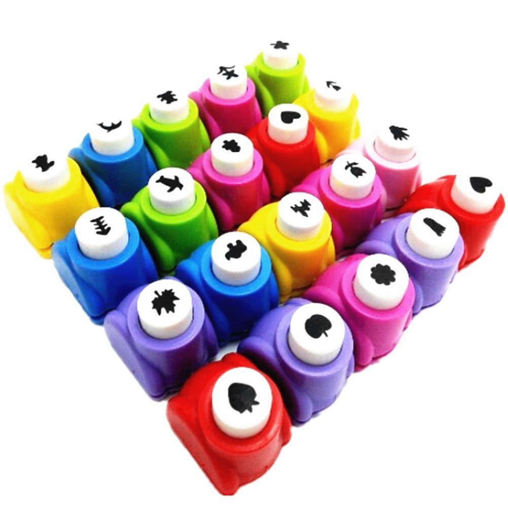 DIY Scrapbook Paper Punch Set - 20 Pcs Mini Paper Cutter Tools with Assorted Shapes & Colors for Crafting, Card Making, Scrapbooking & Home Decor Projects