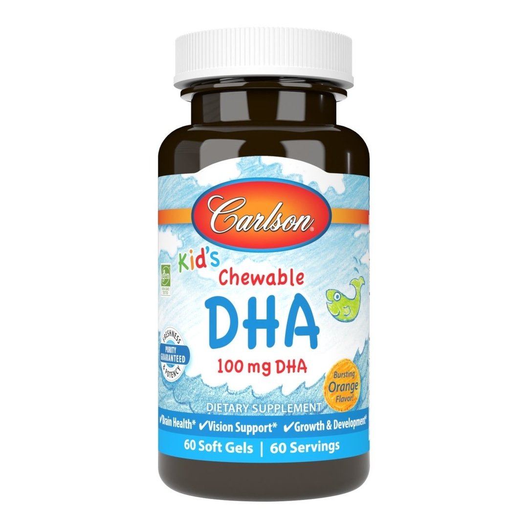 Carlson Labs Kid's Chewable DHA Omega-3 Softgels - 60 Count for Brain & Eye Development - Perfect for Kids' Daily Nutrition & School Focus
