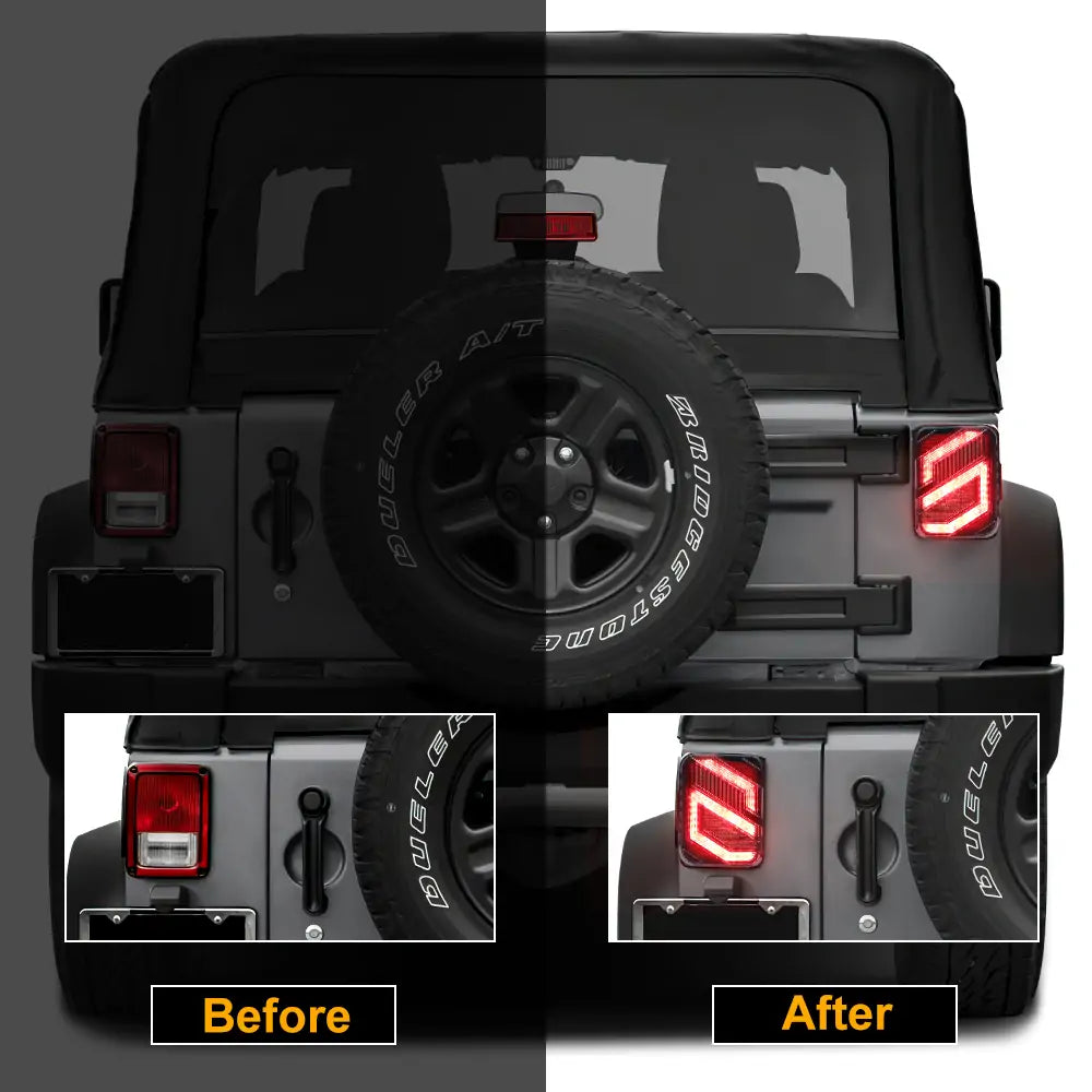 LOYO® LED Tail Lights for Jeep Wrangler JK & JKU (2007-2018) - Unique S-Shaped Design | Waterproof & Durable | Perfect for Off-Roading & Night Driving