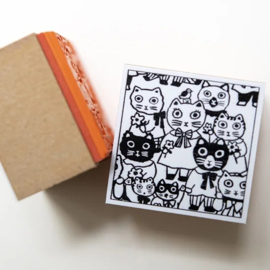 Yumi Kitagishi Handmade Cat Rubber Stamp Set - Kawaii Japanese Stamps for Scrapbooking, Card Making & DIY Crafts - Cute Feline Themed Stationery for Artists & Journaling Enthusiasts