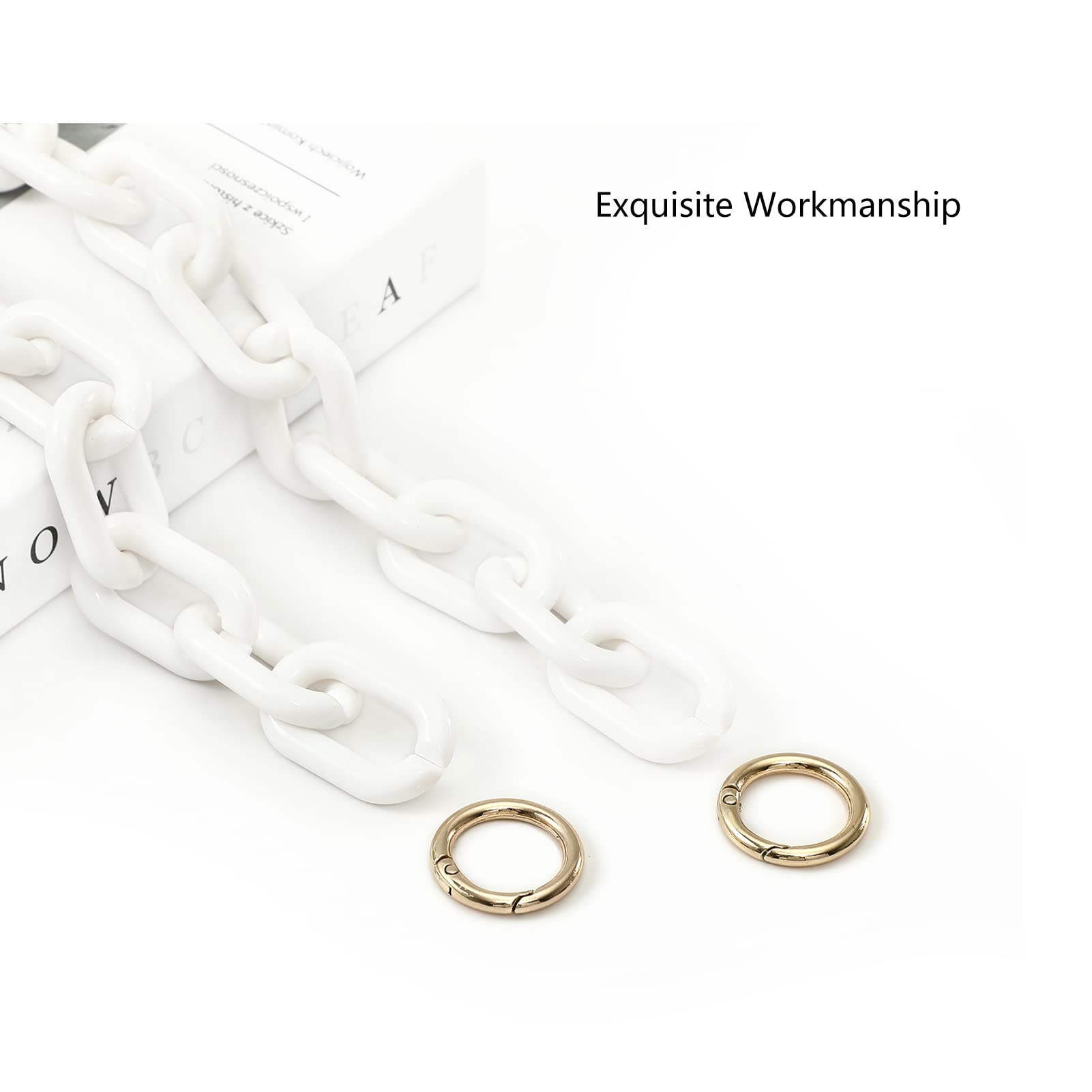 Yichain Chunky Acrylic Purse Strap Bag Chain Handle Replacement - White Handbag Accessory for DIY Purse Making & Decoration | Perfect for Handbag Repair, Fashion Upgrade & Gift Giving