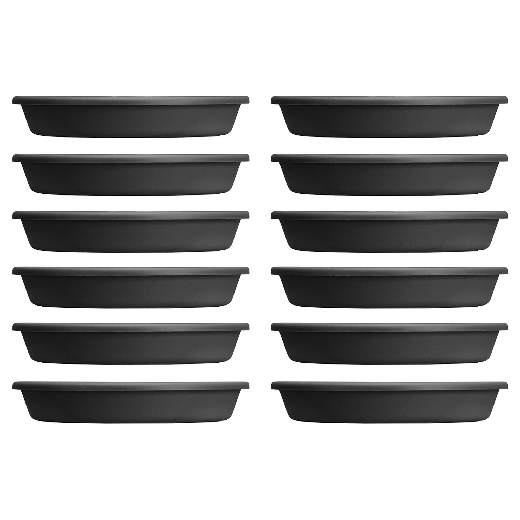 HC Companies 12-Pack Black Classic Plastic 21.13 Inch Round Flower Planter Saucers with Drip Tray for 24 Inch Pots - Moisture Collection for Indoor/Outdoor Plants, Garden, Patio & Deck Use