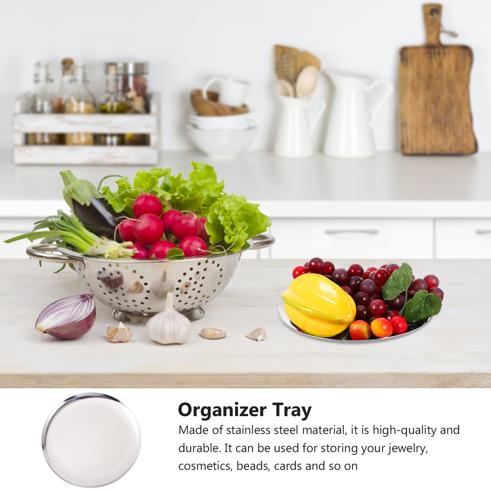 BESPORTBLE Metal Tray Organizer - Multi-Purpose Display Dish for Jewelry, Food, Desserts & Storage | Elegant Serving Tray for Home, Office, Retail & Party Use