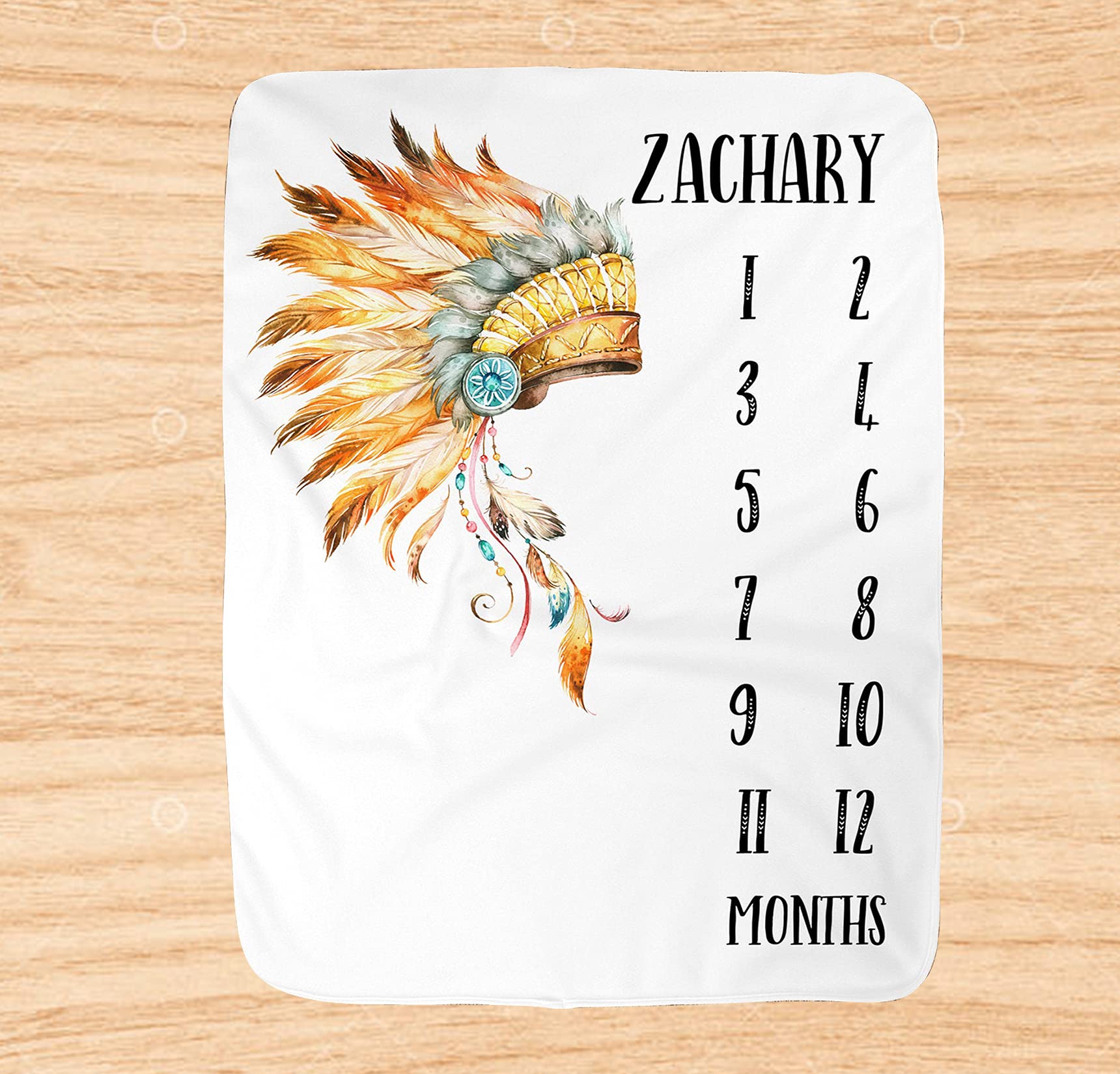 Personalized Tribal Baby Blanket - Custom Milestone Blanket for Boys | Monthly Baby Growth Keepsake | Perfect for Newborn Photos, Nursery Decor & First Birthday Gifts