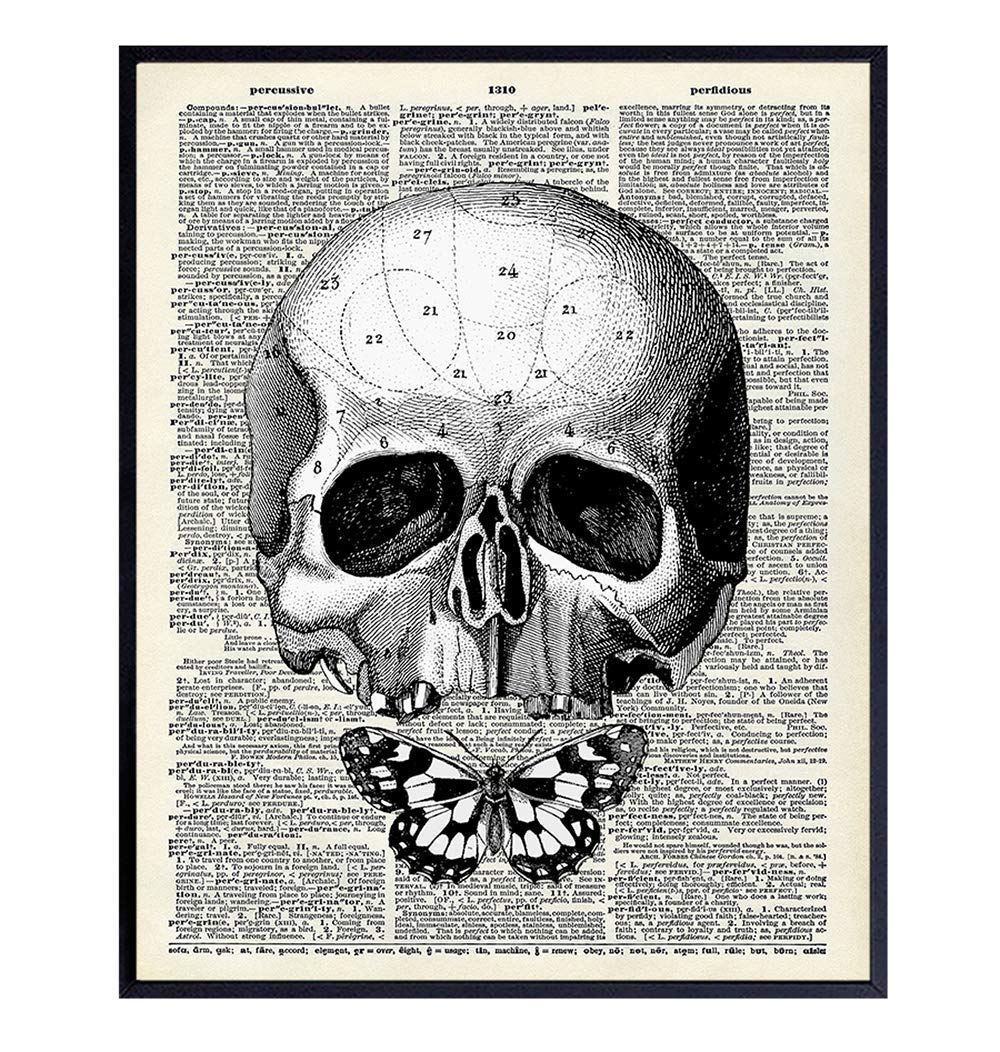 Gothic Skull Wall Art Decor for Goth Living Room & Wicca Gifts