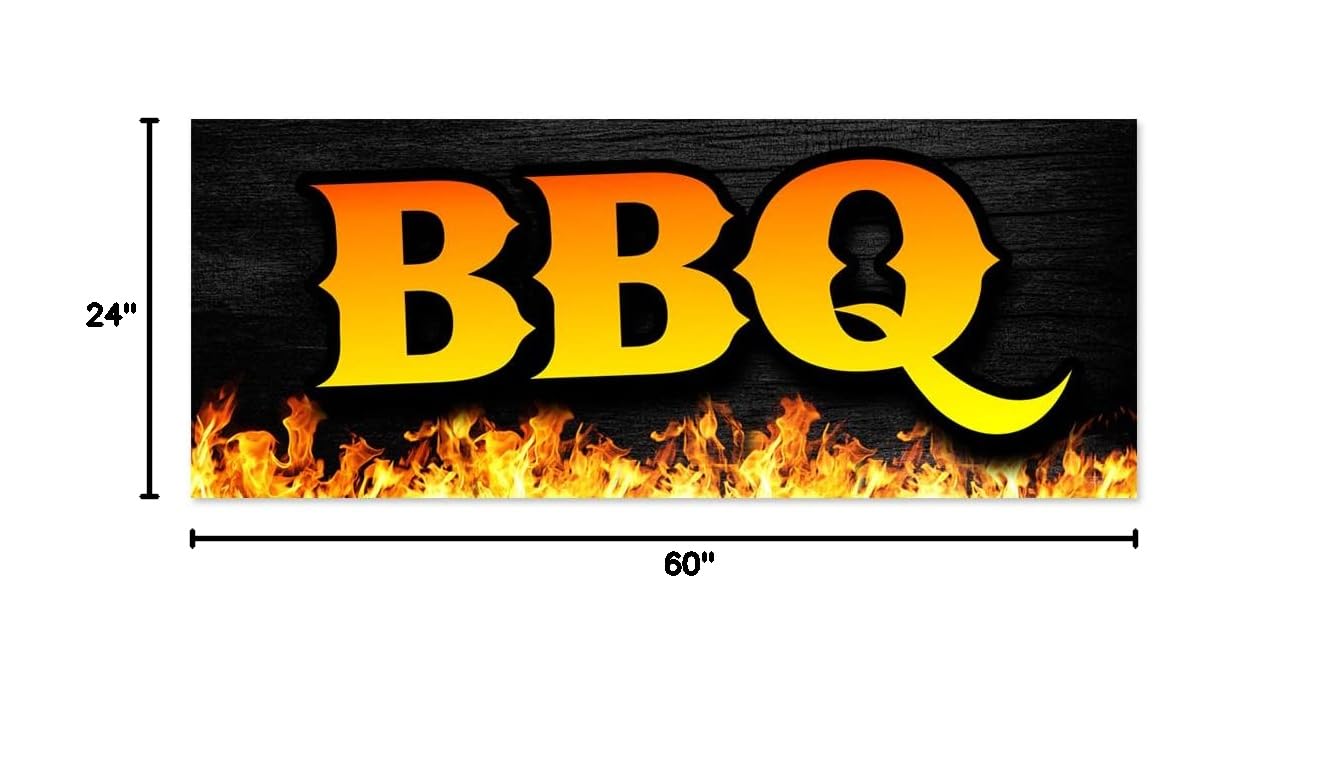 Premium 5ft x 2ft BBQ Vinyl Banner - Heavy Duty Outdoor Party Sign - Made in USA - Perfect for Backyard Grilling, Tailgating & Outdoor Events