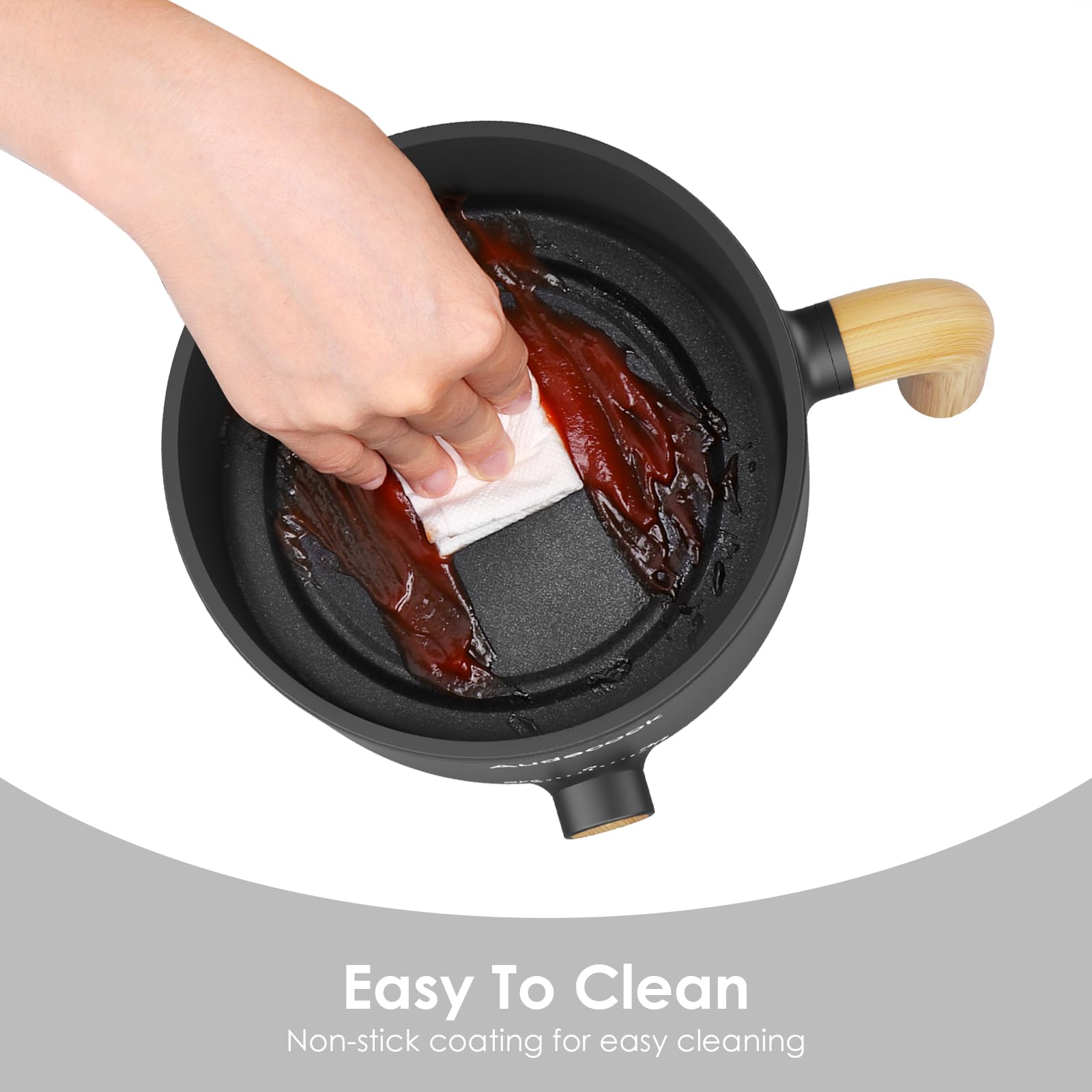 **Audecook 1.5L Electric Hot Pot with Steamer - Portable Nonstick Noodle Cooker, Dual Power Control for Pasta, Soup, Steak, Eggs & Oatmeal - Perfect for Travel, Dorm, Office & Small Kitchens (Black)**