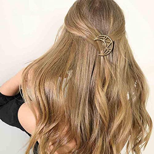 Belicia 12-Piece Gold Geometric Hair Clips Set - Minimalist Hollow Alloy Hairpins for Women & Girls (Circle, Triangle, Moon Shapes) - Perfect for Everyday Wear, Parties & Special Occasions