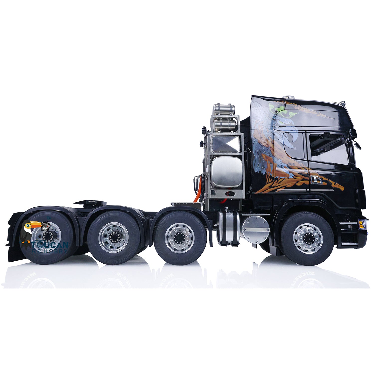 1/14 Scale 8x8 RC Tractor Truck Model - Painted Metal Chassis with Battery, Radio System, Charger, ESC & Servo - Remote Control Construction Vehicle for Adults & Hobbyists (Off-Road Adventure, Construction Site Play, RC Car Collection)