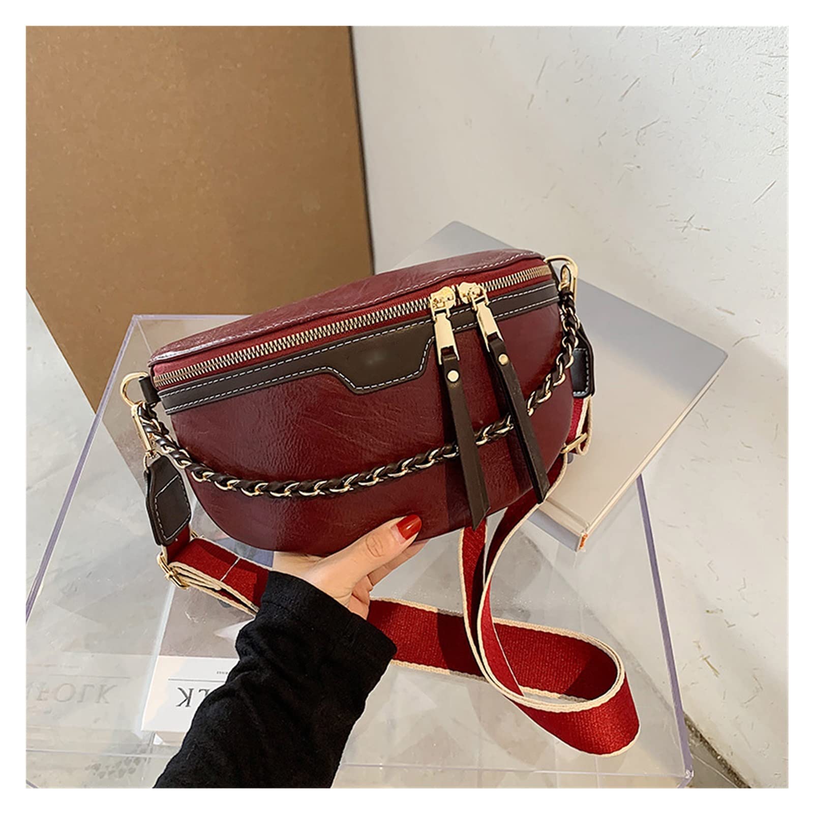 Women's Leather Waist Bag - Stylish Fanny Pack, Chest Pack & Crossbody Shoulder Bag for Women (One Size, Color B) - Perfect for Travel, Hiking, Shopping & Everyday Use