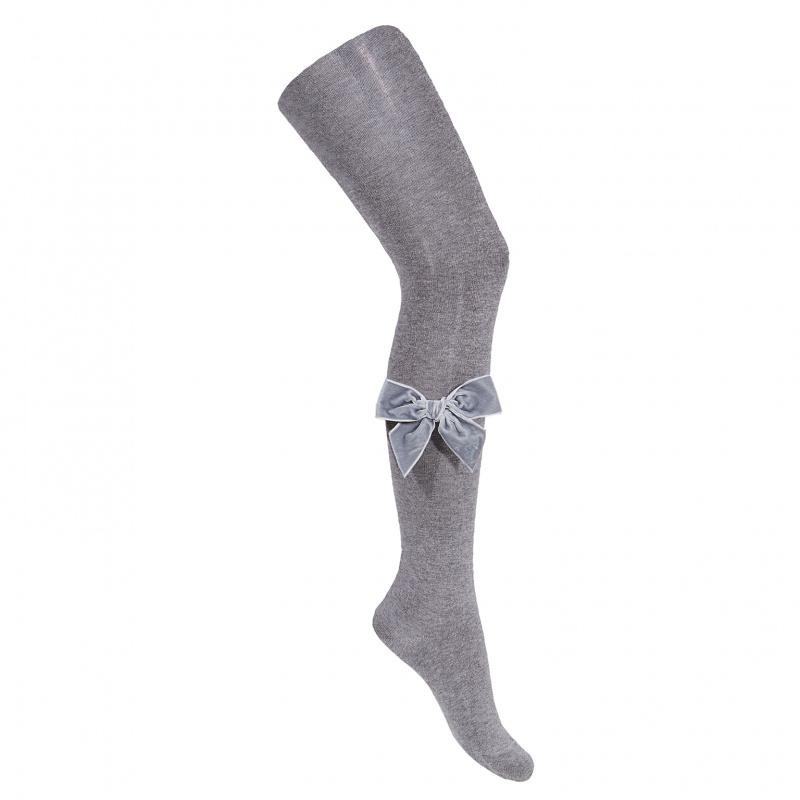 Light Grey Velvet Bow Tights for Women - Soft Stretchy Comfortable Leggings for Ballet, Dance, Cosplay & Everyday Wear