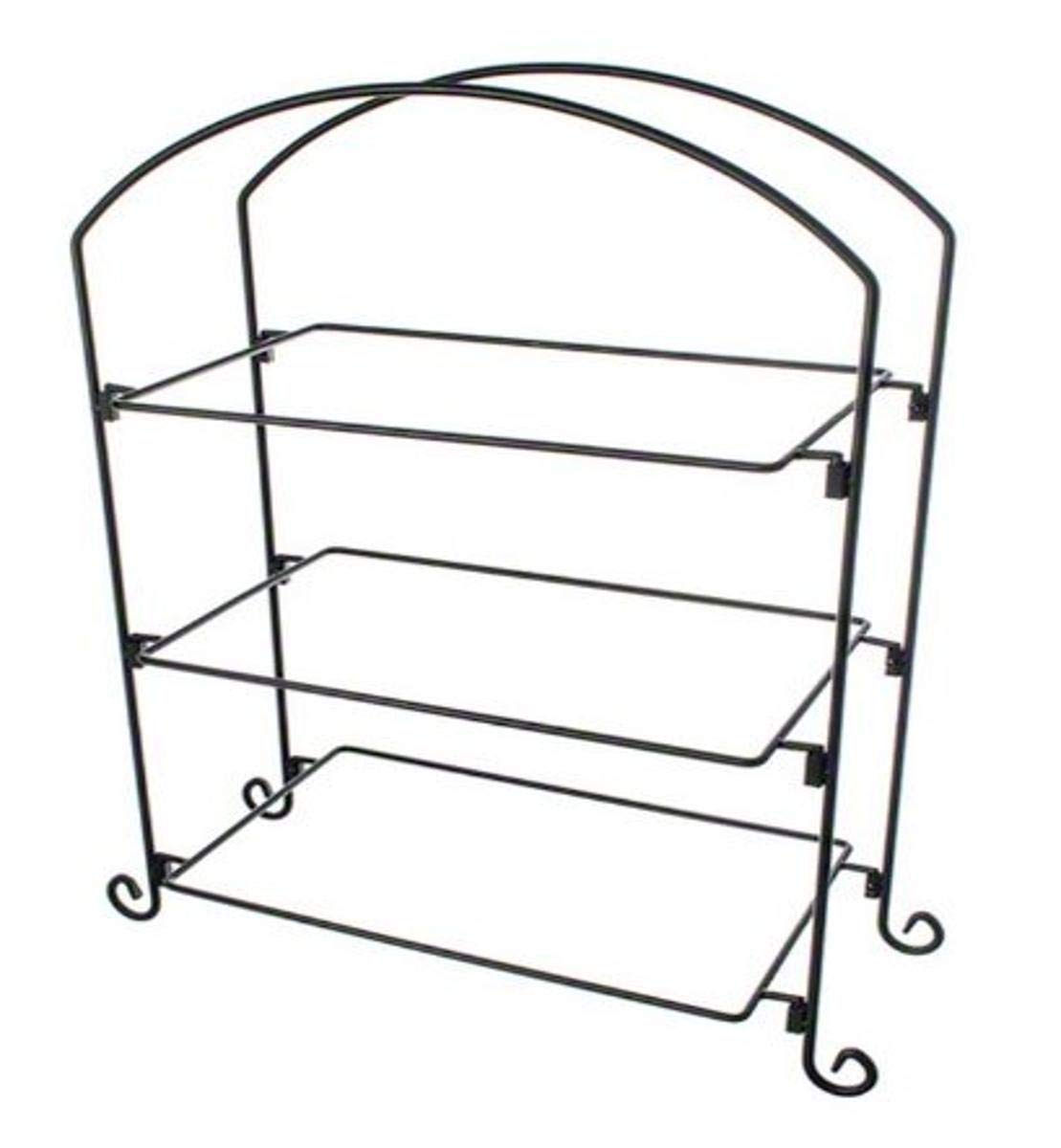 American Metalcraft Three-Tier Iron Stand for Rectangular Plates & Baskets - Perfect for Kitchen Organization, Buffet Serving, and Home Decor